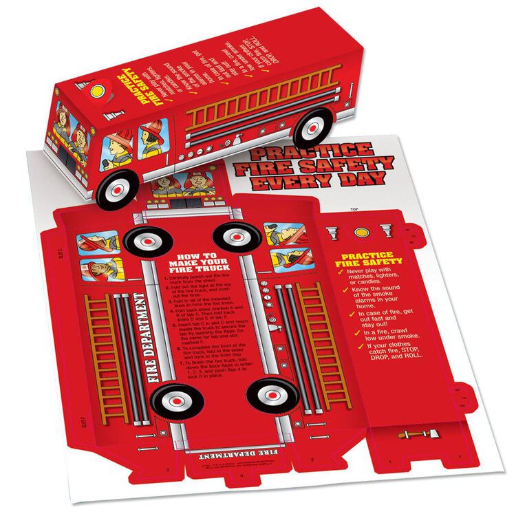 Practice Fire Safety Every Day Fire Truck Paper Cutout PA 47V The 