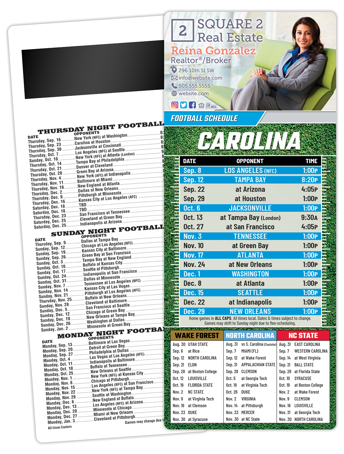 Football Schedule Laminated Card/Postcard with Magnet Strip 3.5x8.5 - 14 pt.