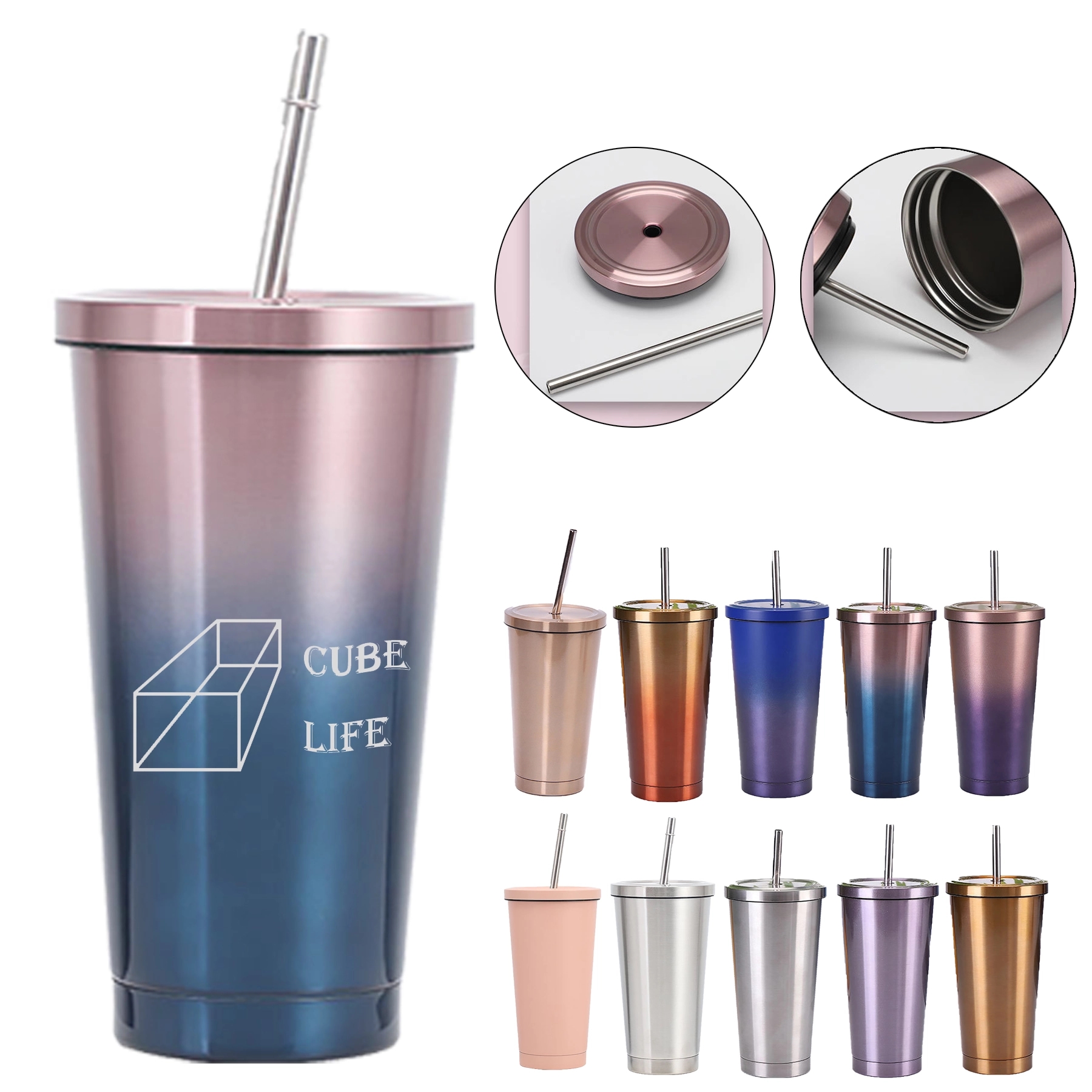 Insulated Stainless Steel Water Bottles with Straw 20 Oz