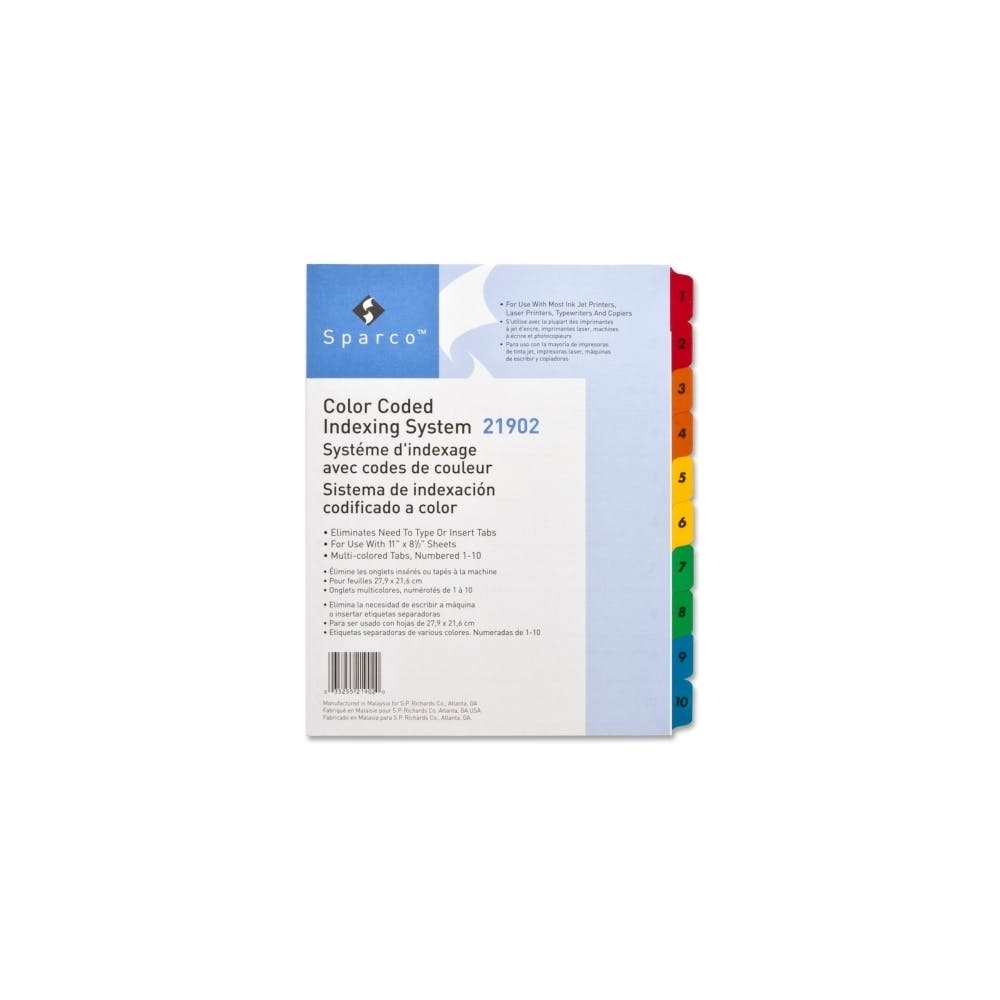 Index Dividers - 10 Tabs 1-10 Assorted Color Tabs 3