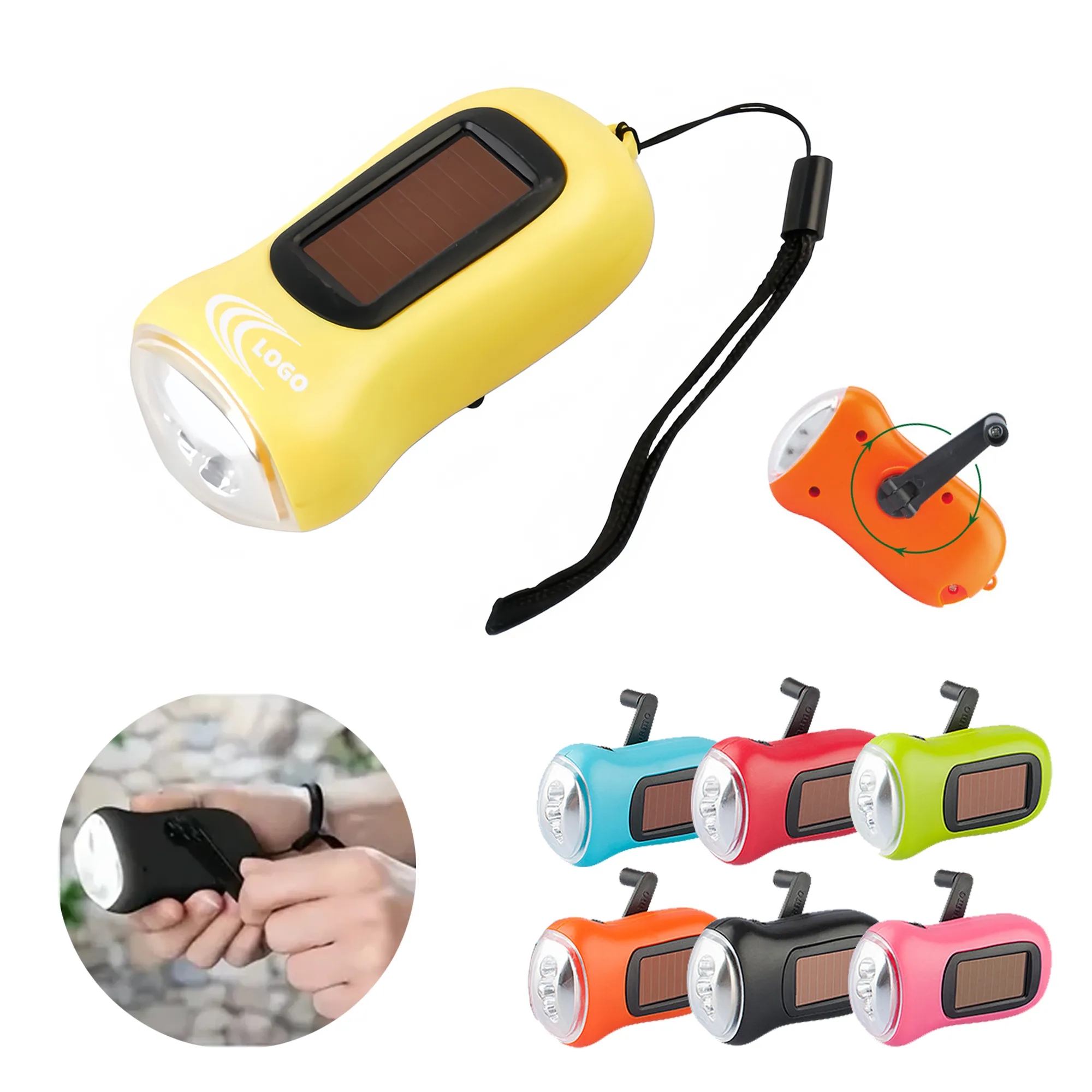 Multi-functional Hand-crank Sola Emergency Flashlight