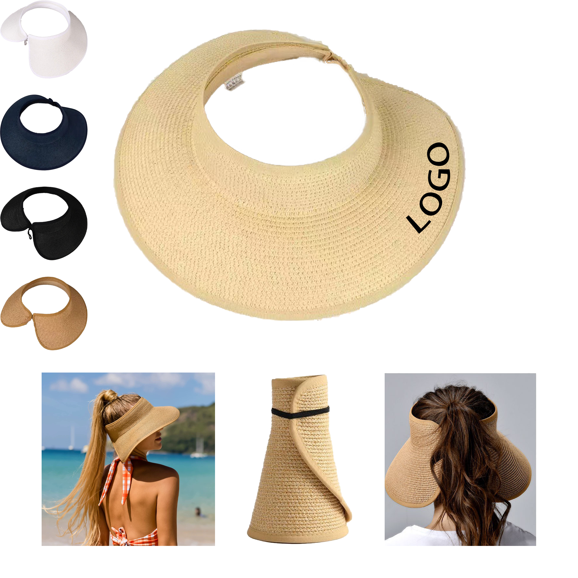 Women's Wide-Brim Foldable Straw Beach Hat 3