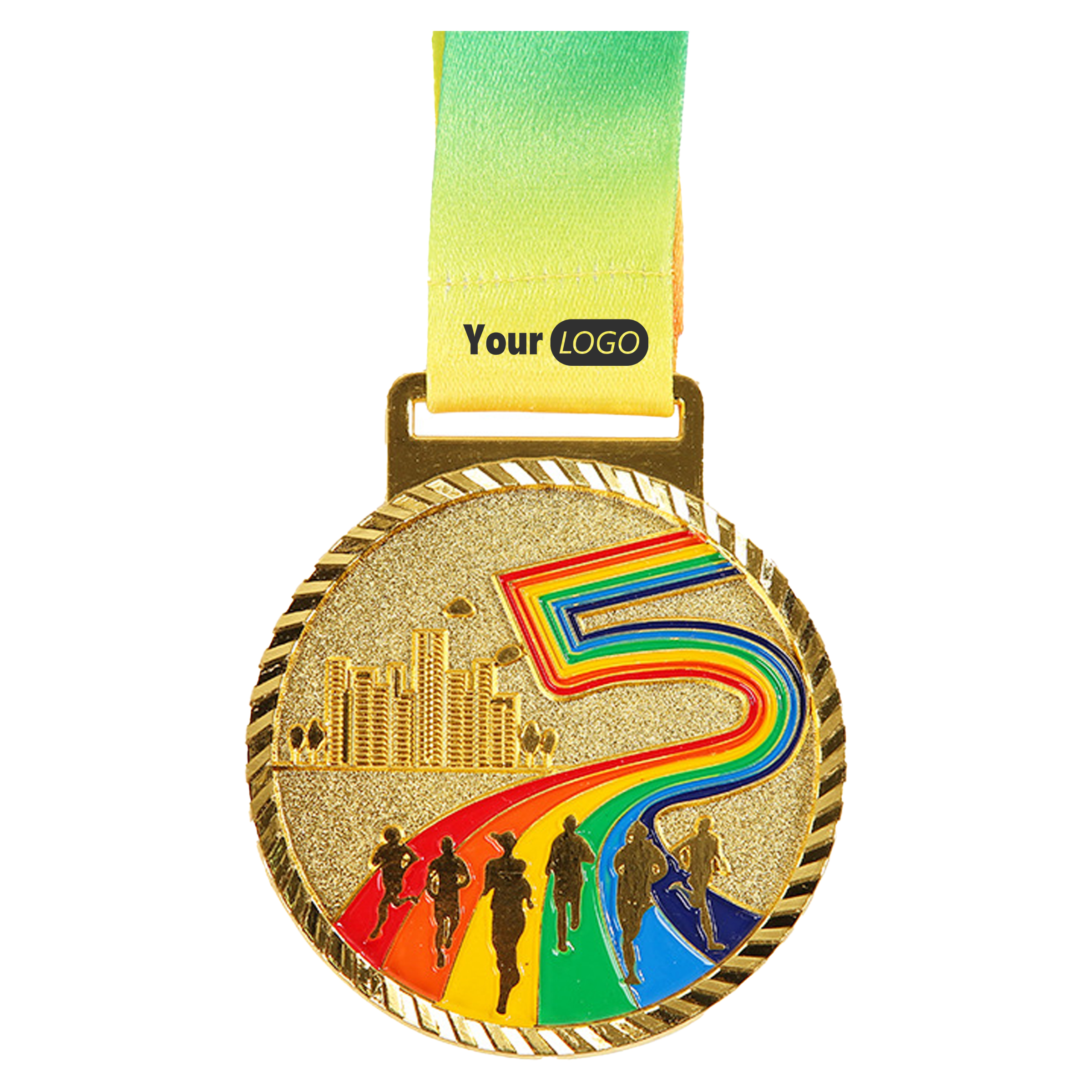 Zinc Alloy 5K Race Medal With Rainbow Design ?C A Symbol Of Perseverance