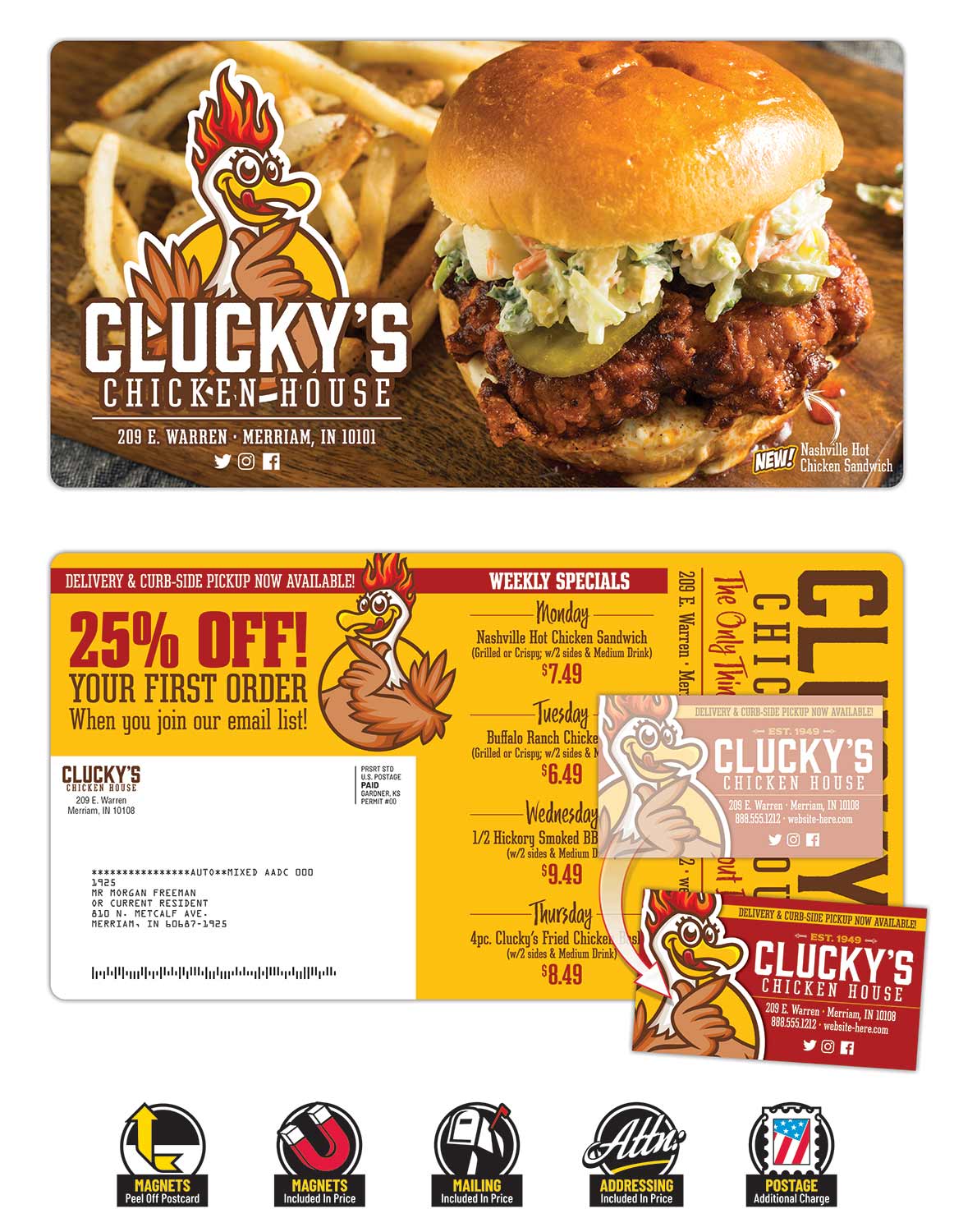 Magna-Peel Laminated Postcard (10.5x5.5; 14pt) with Business Card Magnet (25 mil)