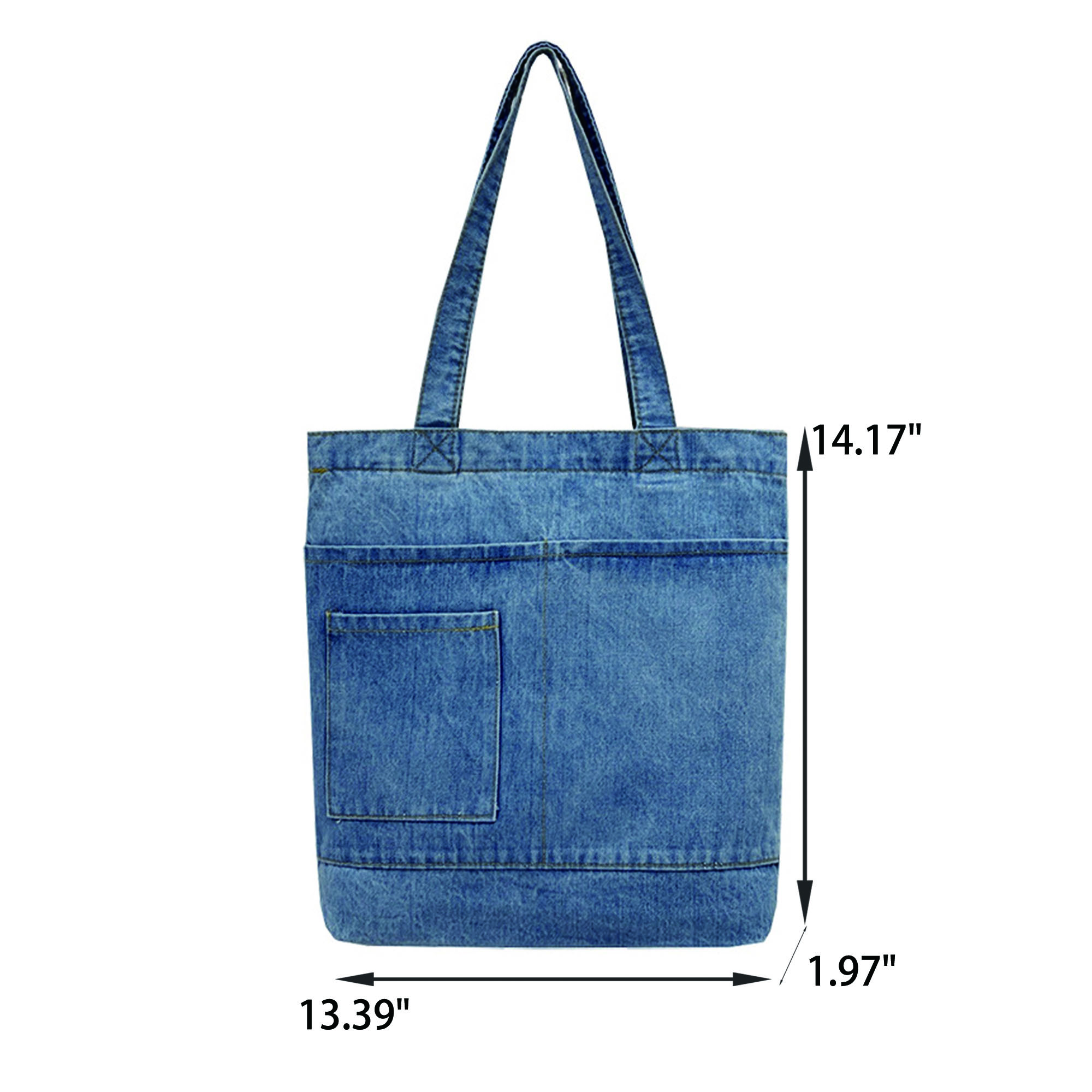 MOQ 100 Stylish Denim Tote Bag Full Color, custom tote bag with logo imprint 5