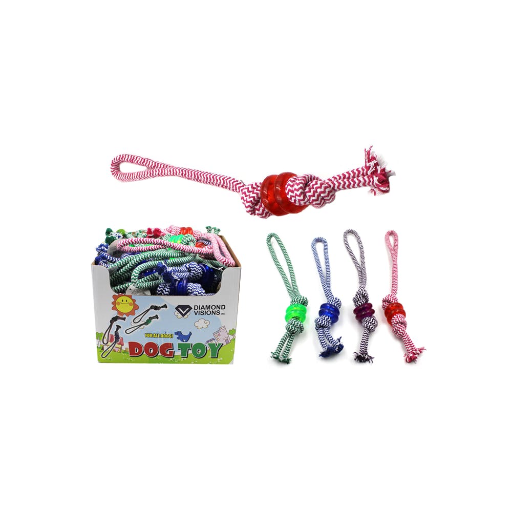 Dog Rope Toys with Rubber Chew Rings Assorted 3