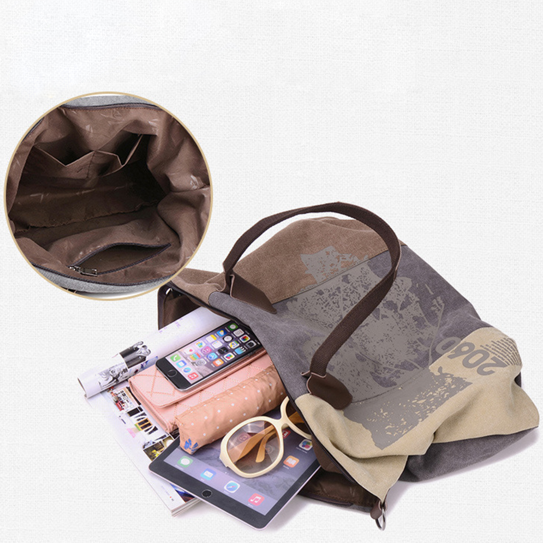 Canvas Daily Purse Shoulder Handbag Tote Shopper Bag Women, custom tote bag with logo imprint 5