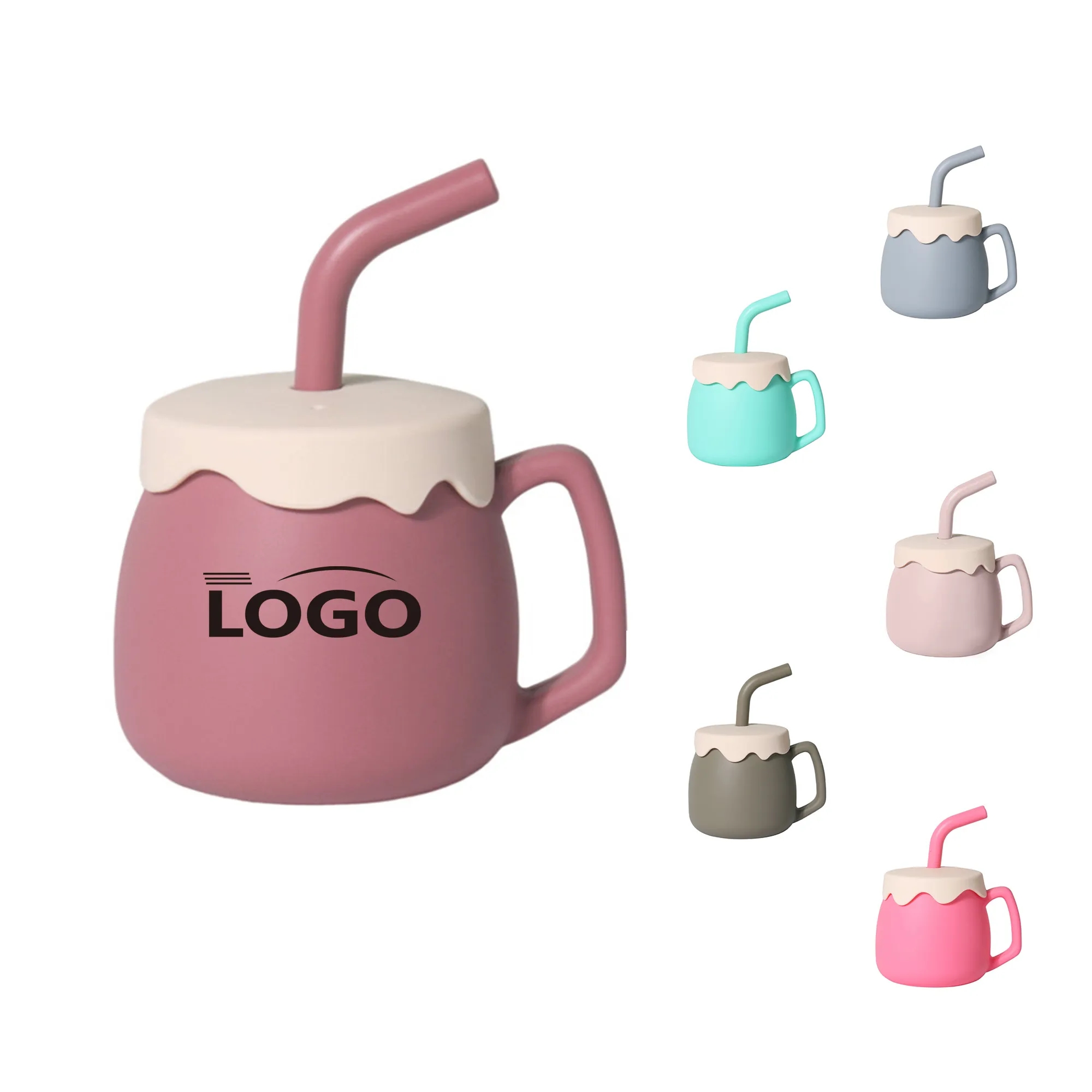 Food Grade Baby Silicone Straw Cup MOQ 20pcs 12
