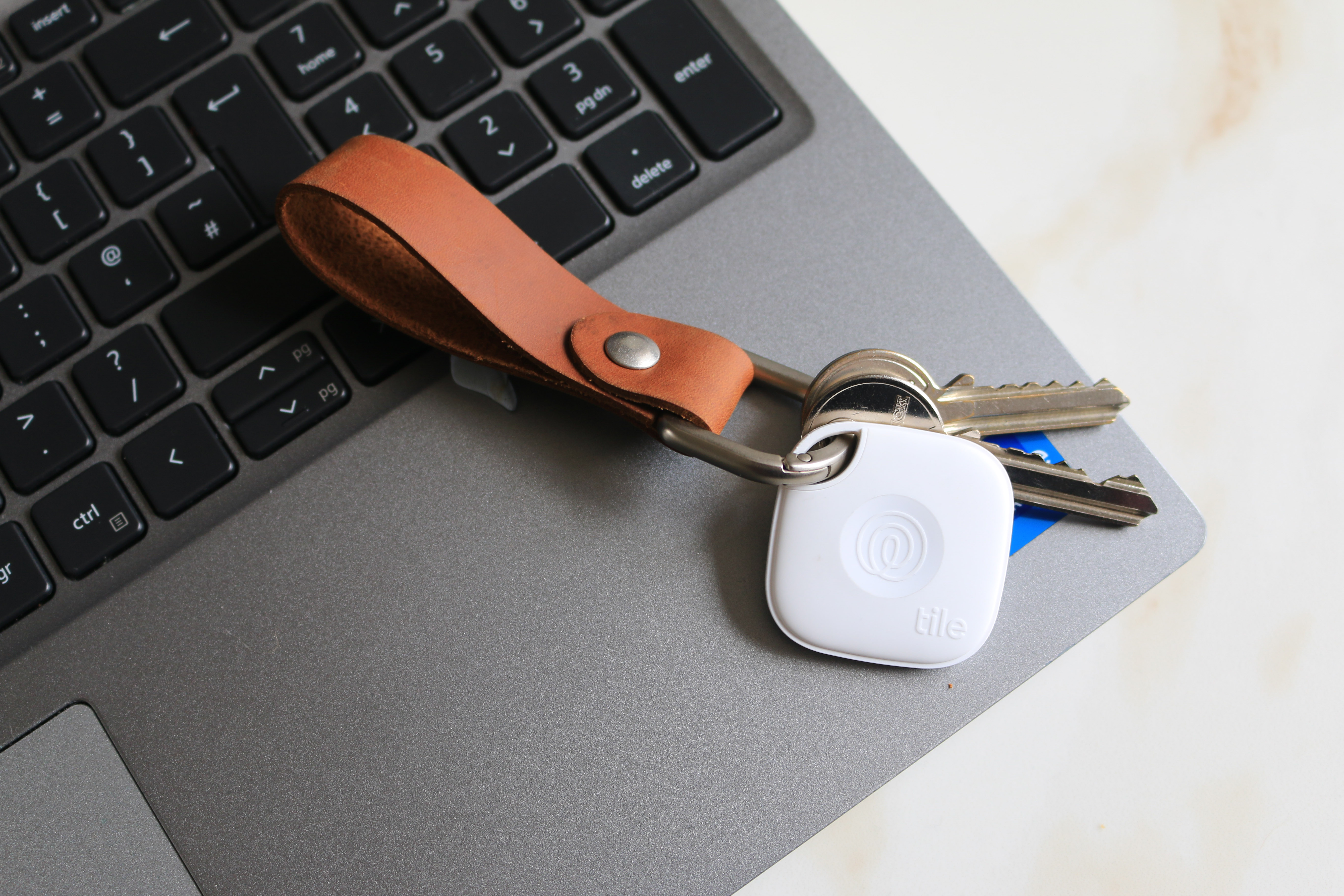 New Tile Mate with Full Grain Leather Key Fob 33