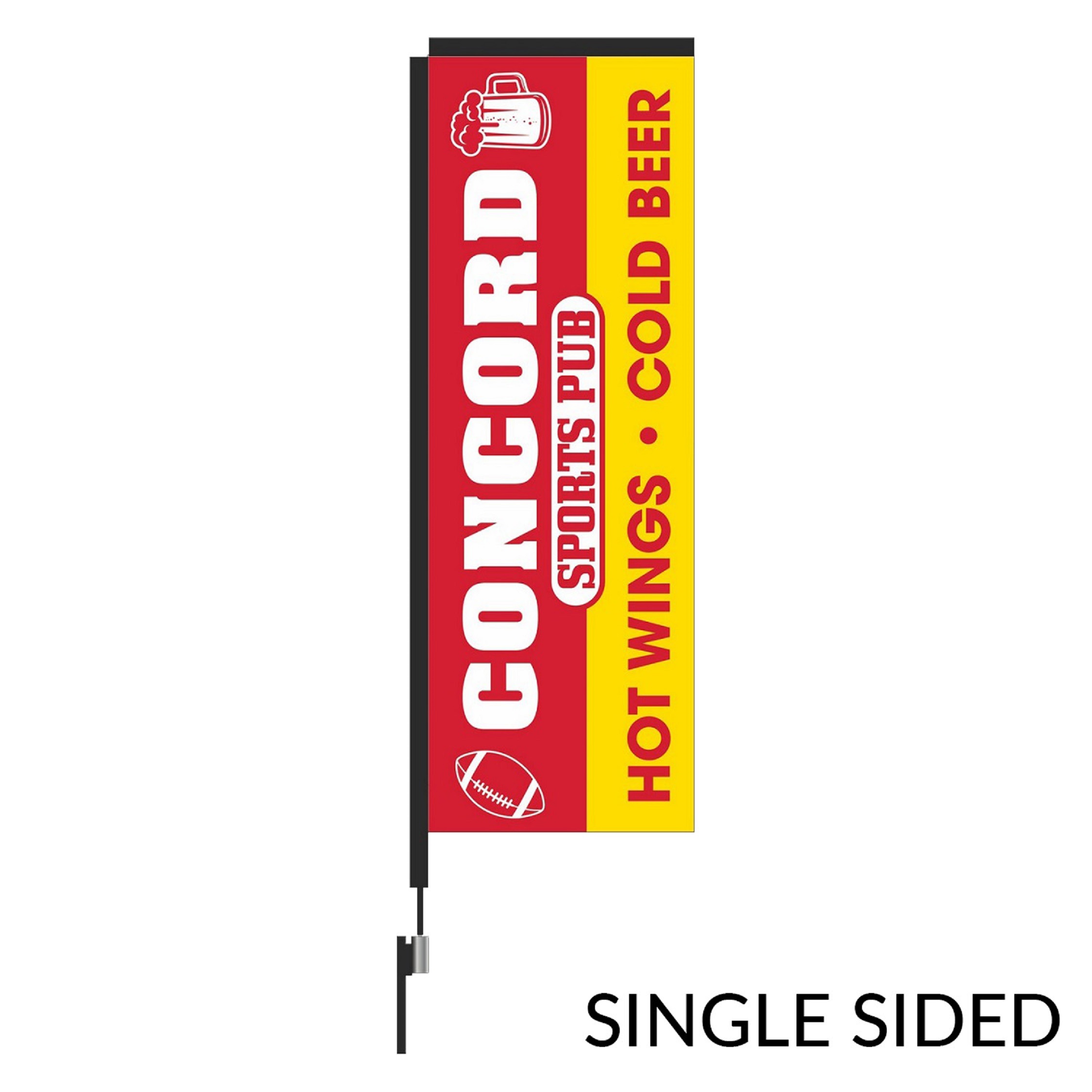 Rectangular Flag 10ft Carbon Fiber Kit (Pole Set, Metal Ground Stake & Carry Bag) Single Sided Print