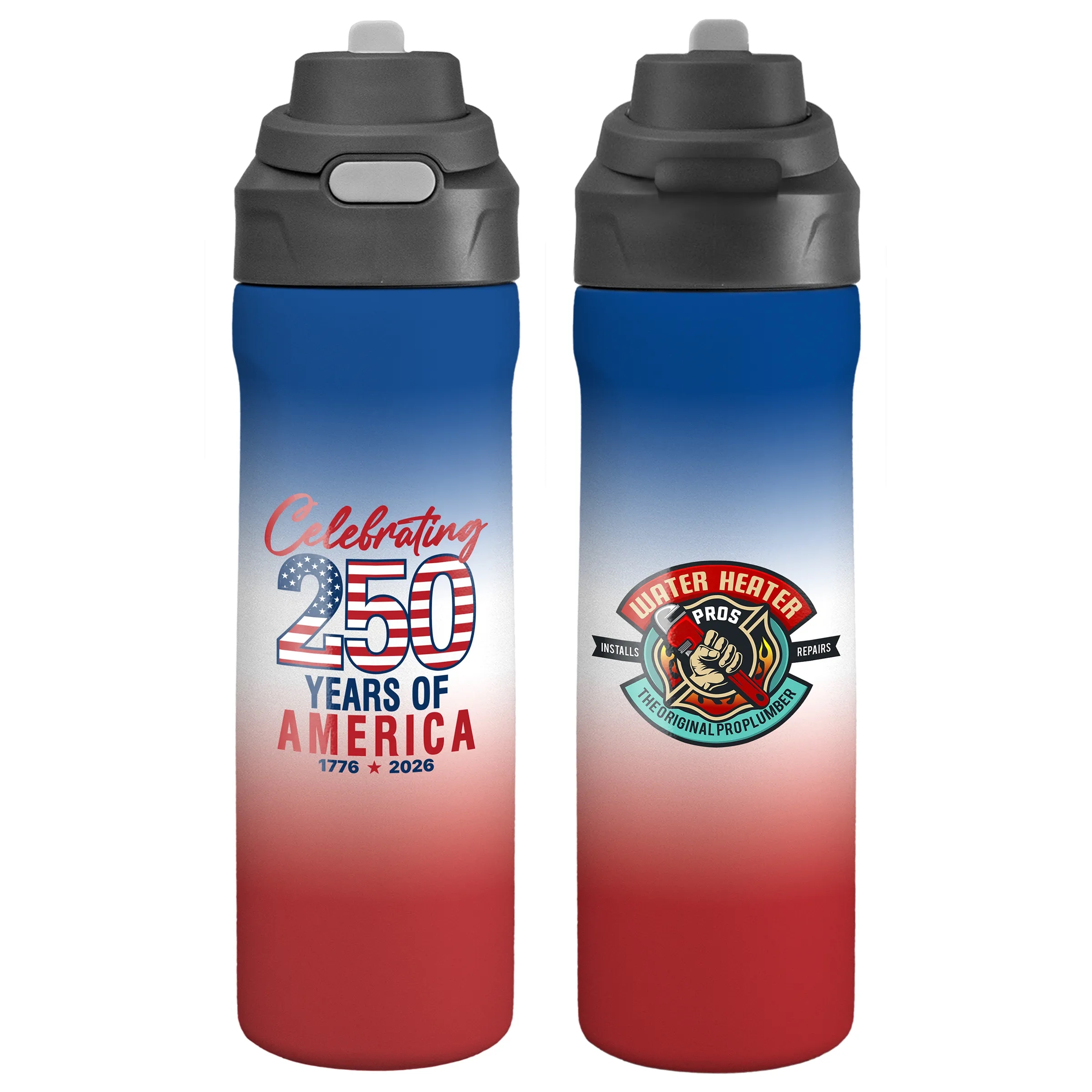 Patriotic Recycled Stainless Steel Bottle, custom water bottle with logo imprint 2