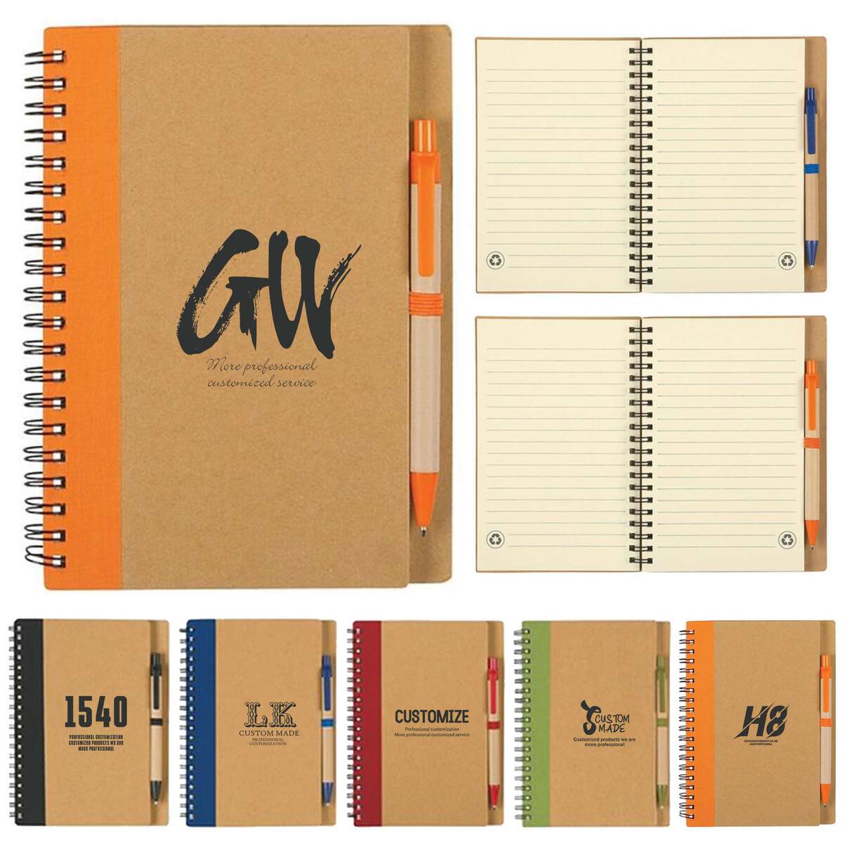 Mini Kraft Spiral Notepad with Pen