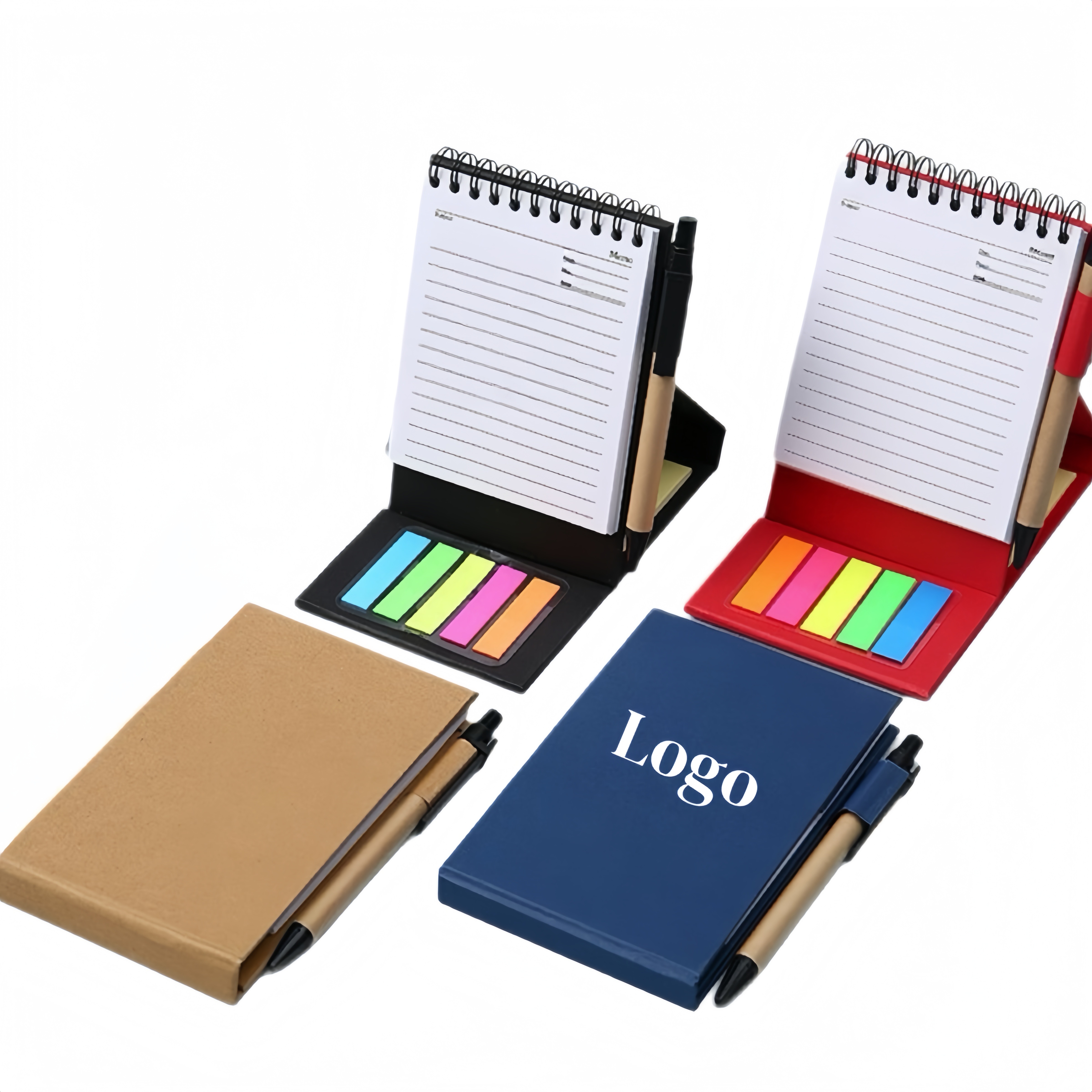 Eco-Friendly Kraft Spiral Notebook W/ Sticky Notes & Pen