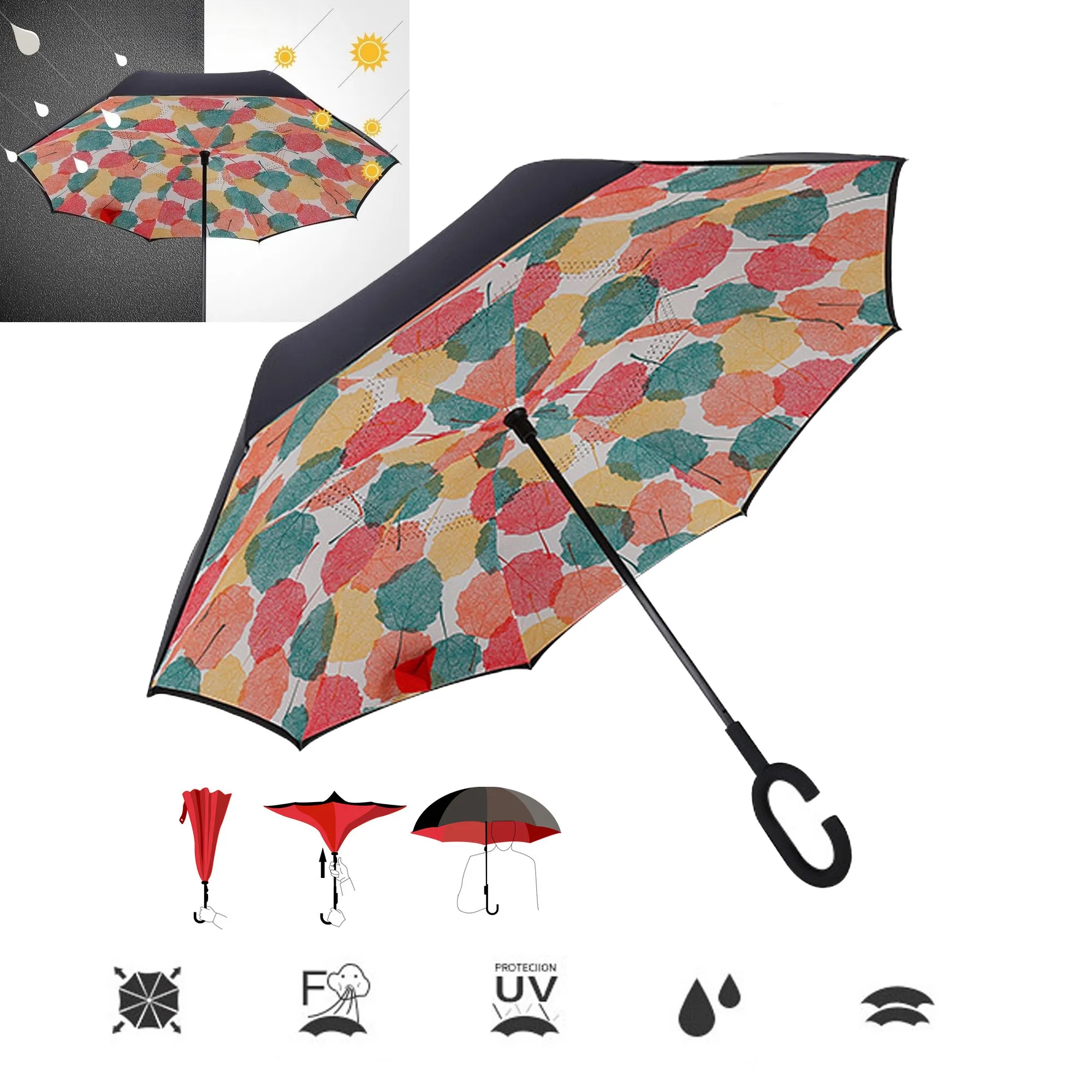 Inverted Reverse Umbrella C-Shaped Handle 5