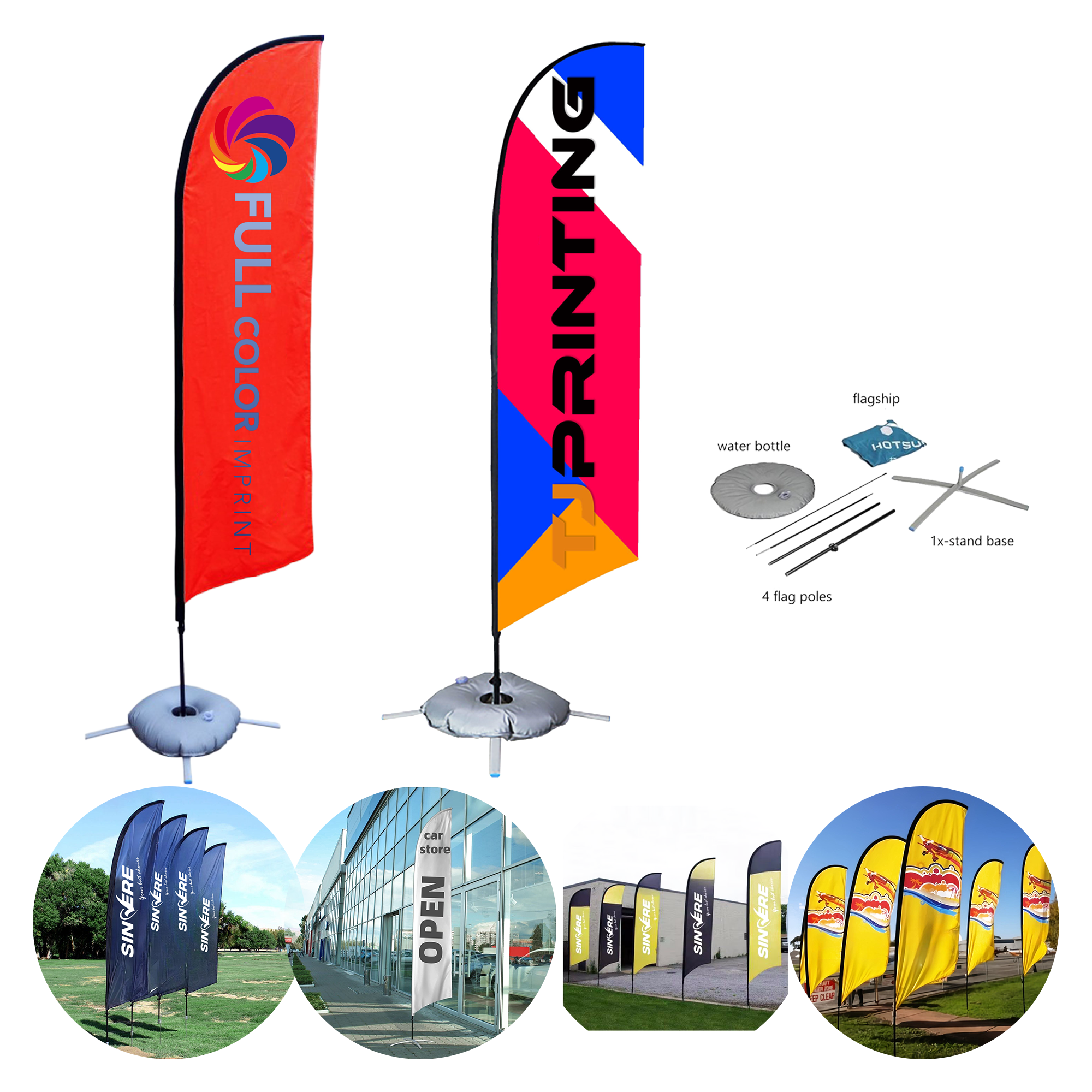 MOQ 5pcs Durable Advertising Flag Set