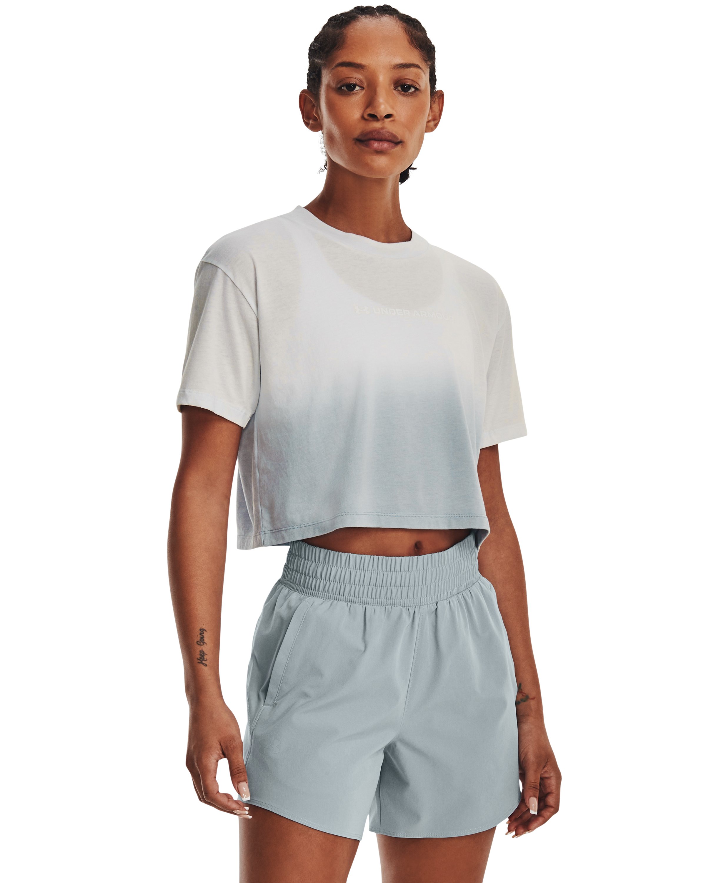 Women's UA Branded Dip Dye Crop Short Sleeve  7