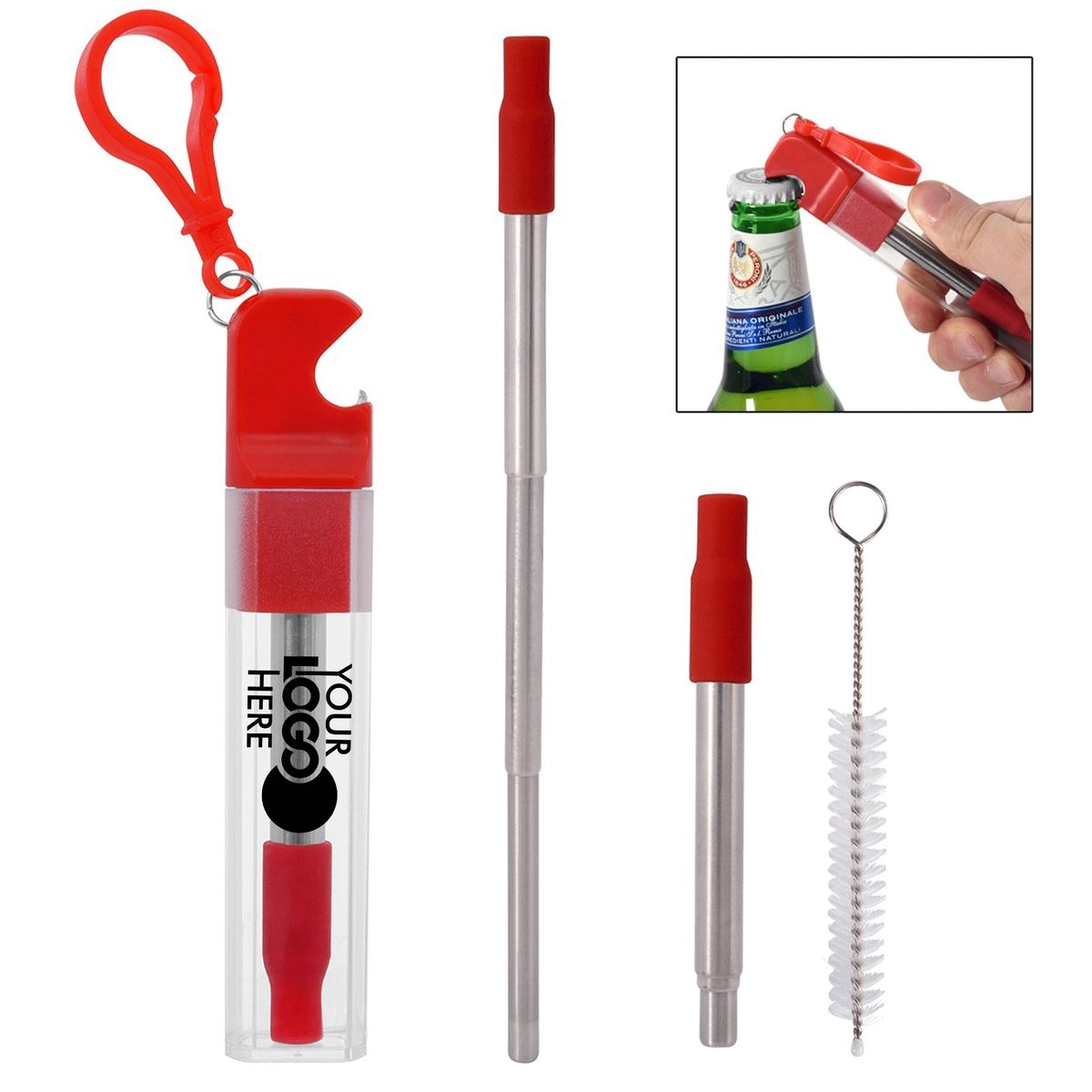 Straw Kit With Bottle Opener