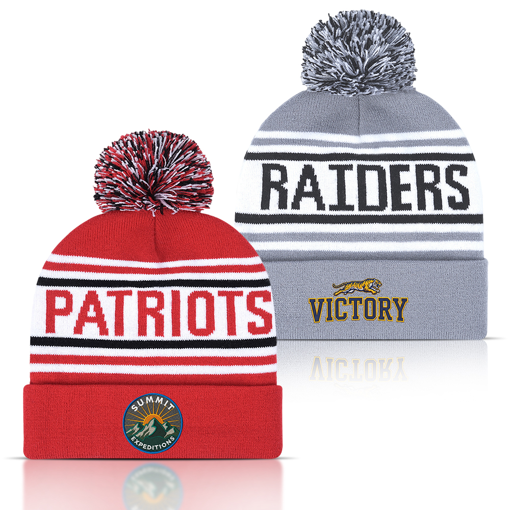 Stylish Jacquard Knit Pom Beanie With Embroidery