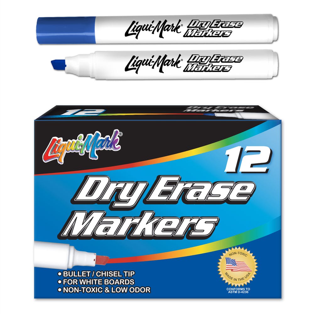 Chisel Tip Dry Erase Markers - Blue Low Odor 2