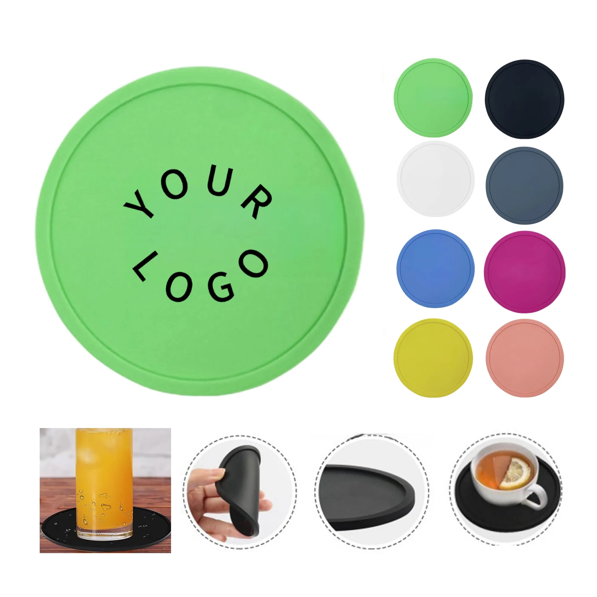 Reusable Silicone Coaster with Grooved Texture