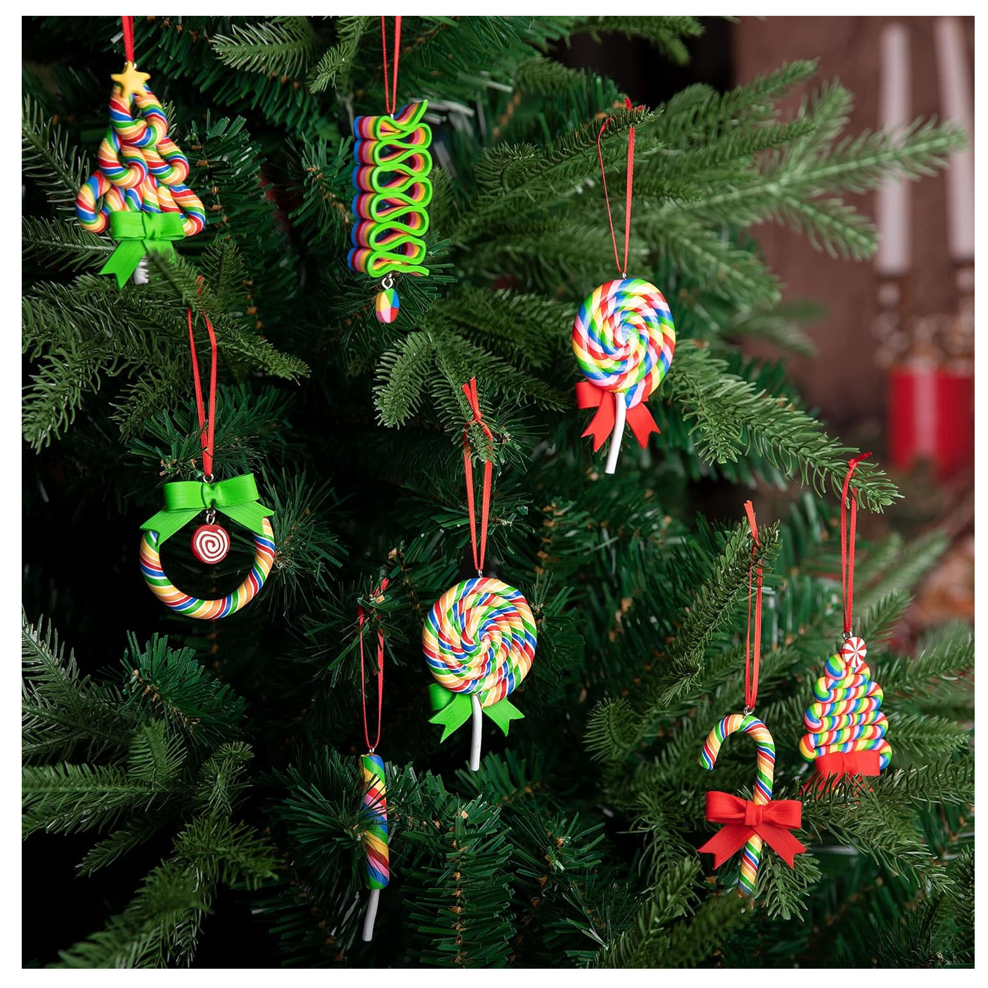 Polymer Clay Handmade Lollipop Ornament For Holiday Decorations 7