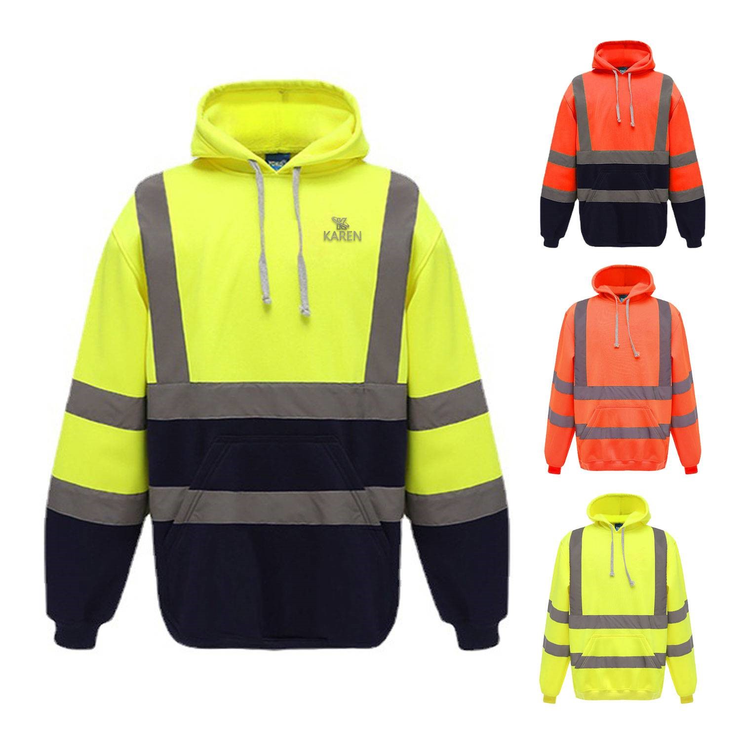 Winter-proof Fleece Reflective Hooded Sweatshirt