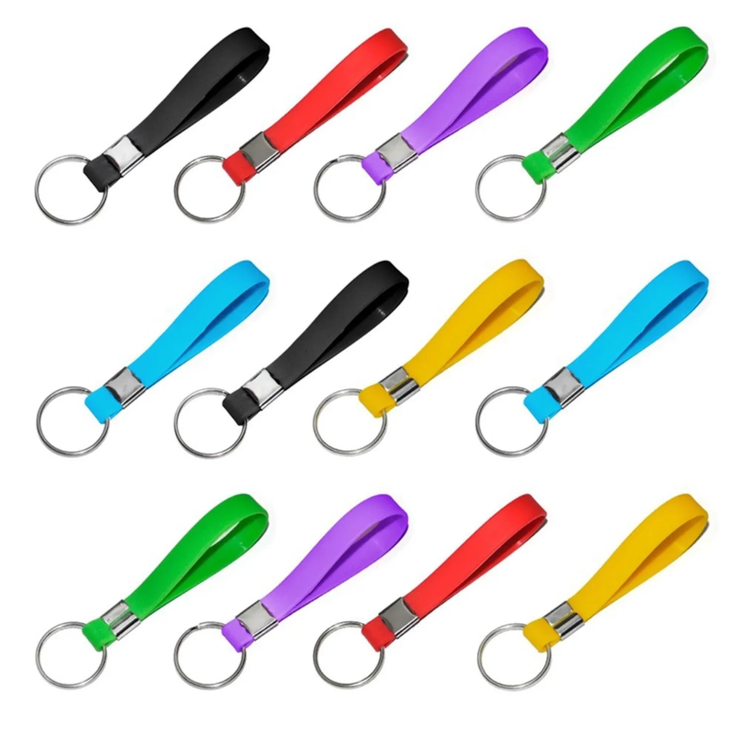 Custom Silicone Bracelet Keychain with Metal Ring 10