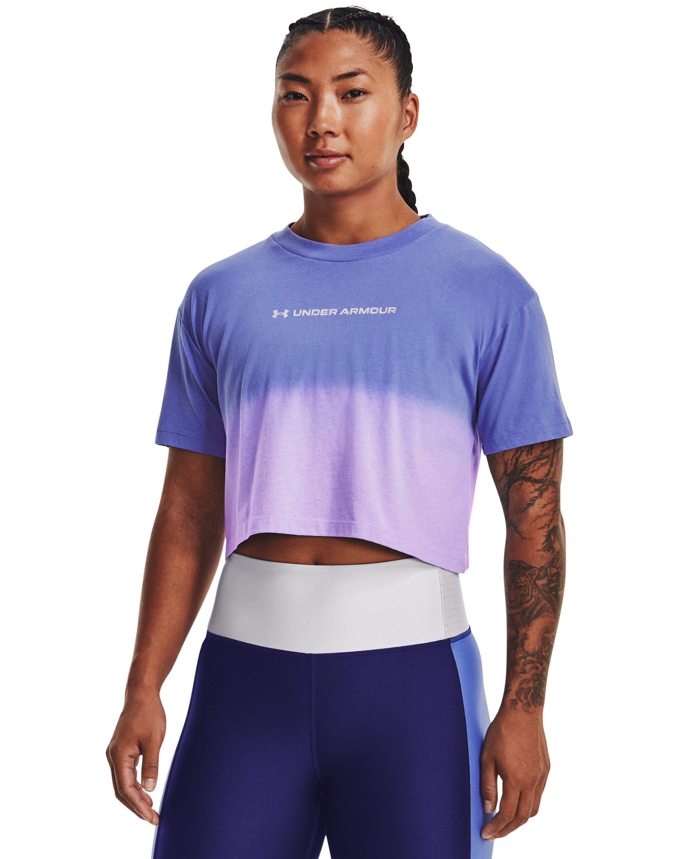 Women's UA Branded Dip Dye Crop Short Sleeve  9