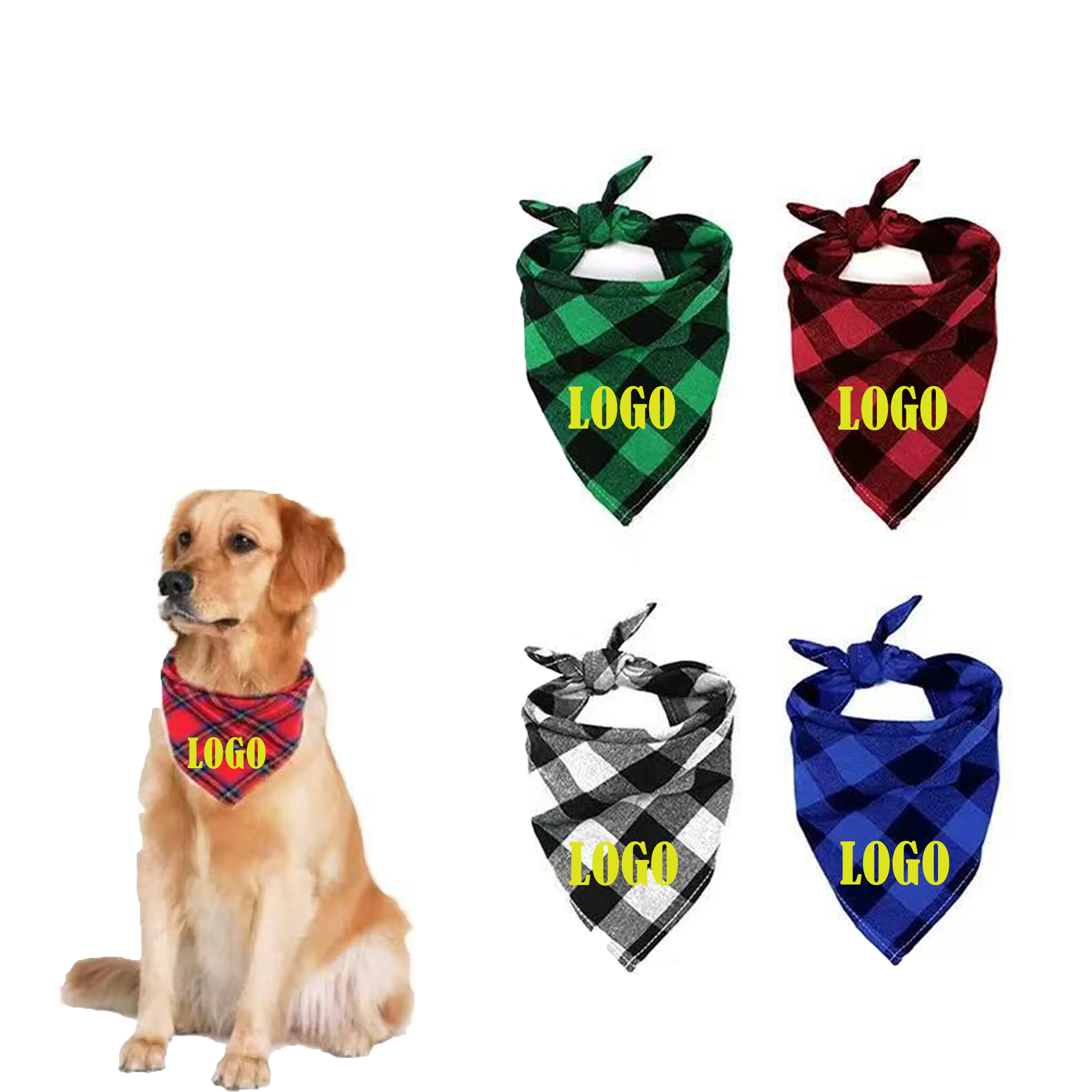 Cute Summer Plaid Dog Bandana 4