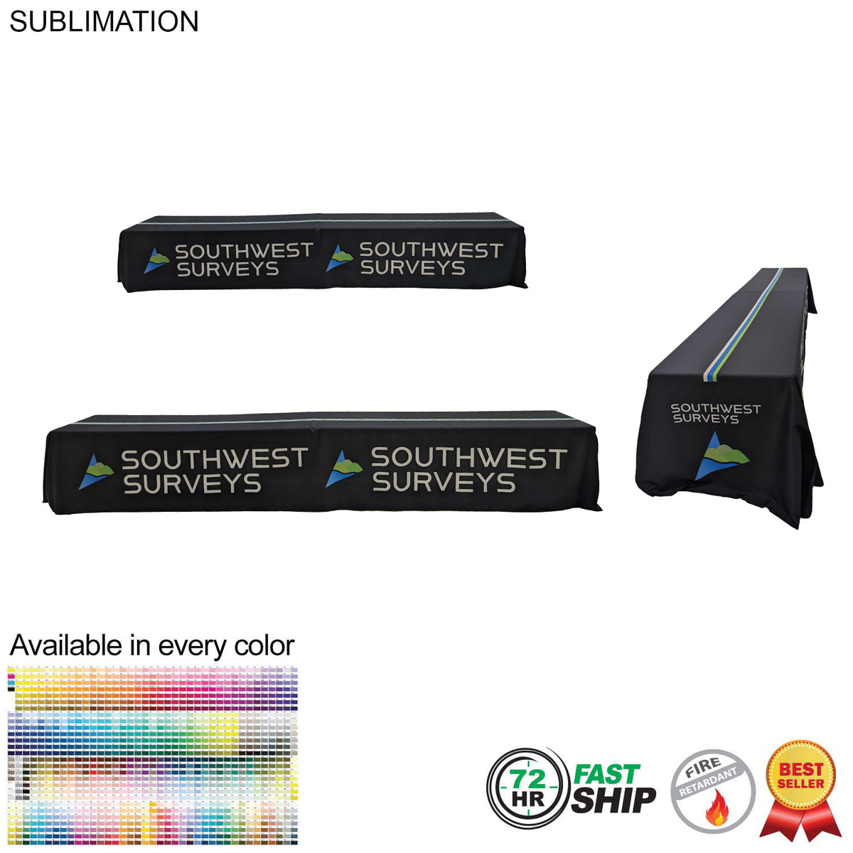 fiel 72 Hr Fast Ship - Sublimated Table Cloth for 16' table (or 2 x 8' tables combined) Closed back #SU767-2