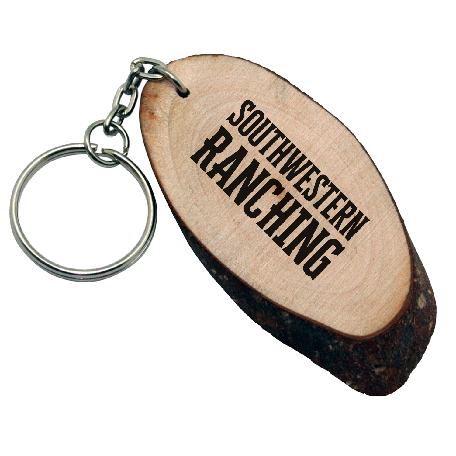 Oval Wood Keychain