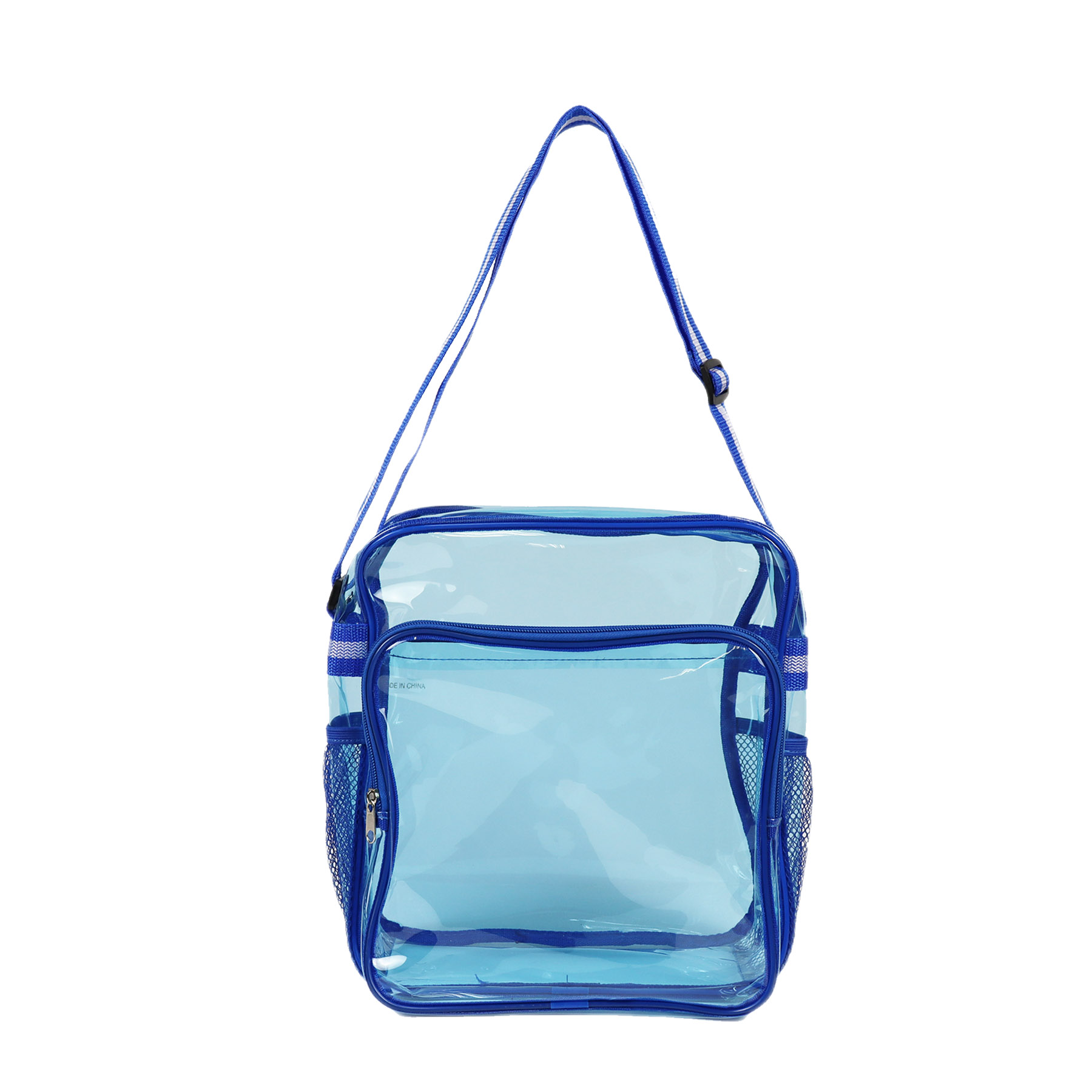 Clear Zipper Small Messenger w/Striped Sling 14