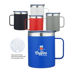 Glamping 14 oz. Double-Wall Stainless Mug w/Clear Acrylic Sliding lid