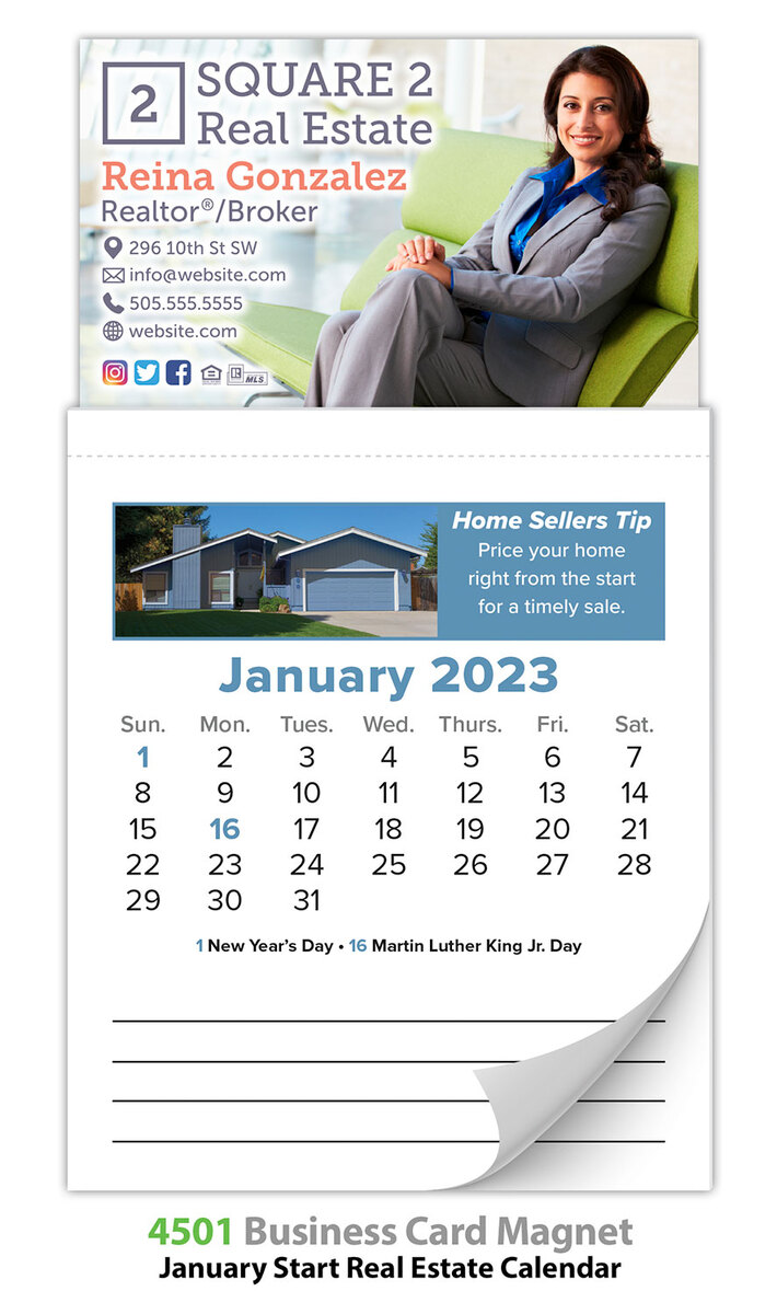 12 Month Tear Off Magna Cal Business Card Calendar Real Estate Jan 