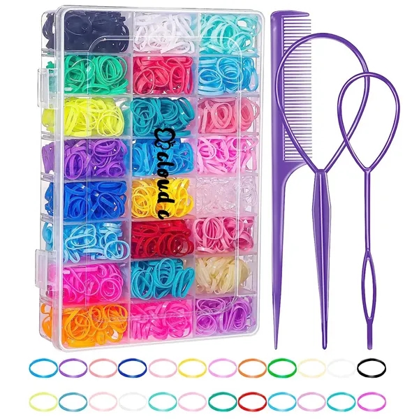 24 Colors Hair Rubber Bands Plastic, Rubber for employee onboarding gifts