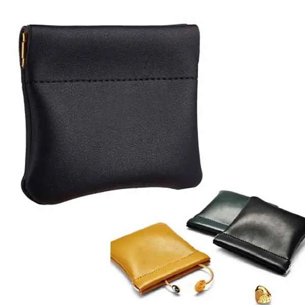 PU Snap Spring Earphone Pouch Storage Bag