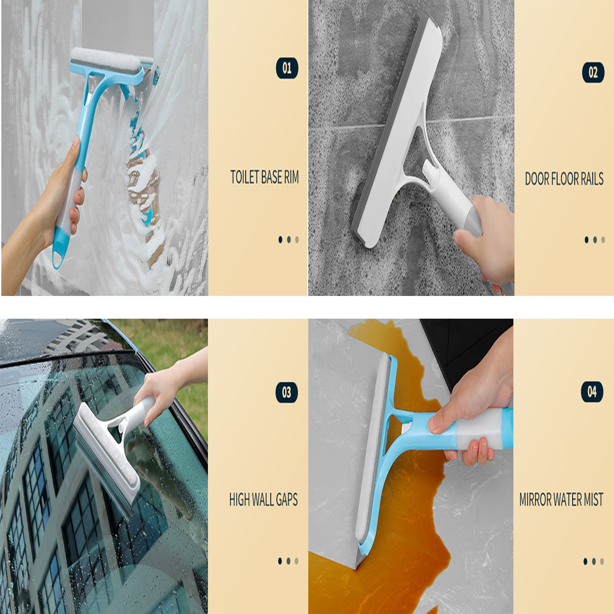 Windows Glass Cleaner Shower Squeegee With Spray Bottle 7