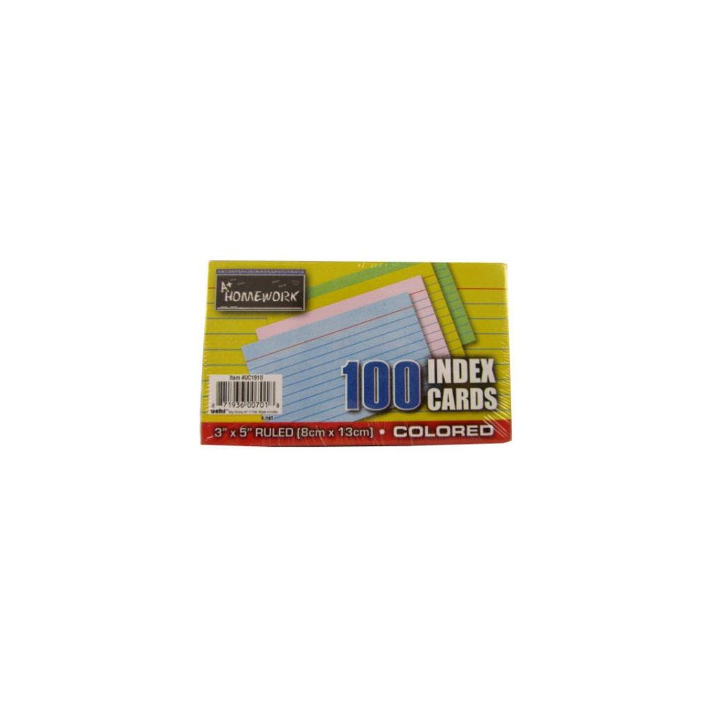 Index Cards - Ruled Assorted Colors 100 ct - 3" x 5"