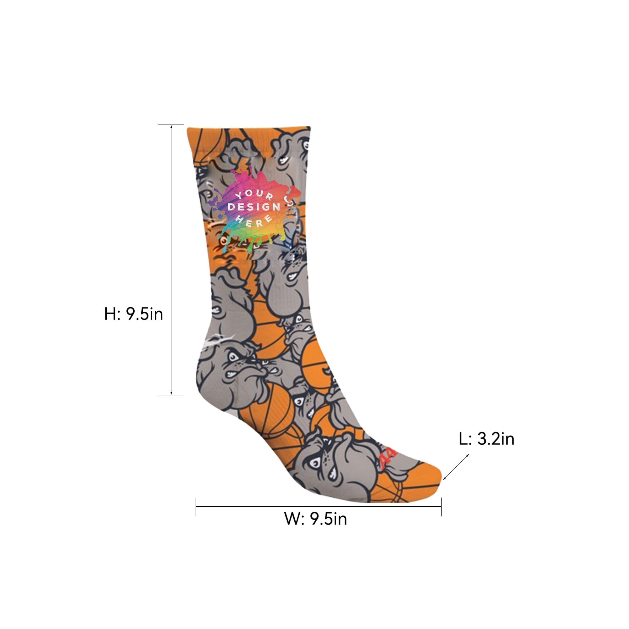 MOQ 20prs Custom Full-Color Crew Socks 5