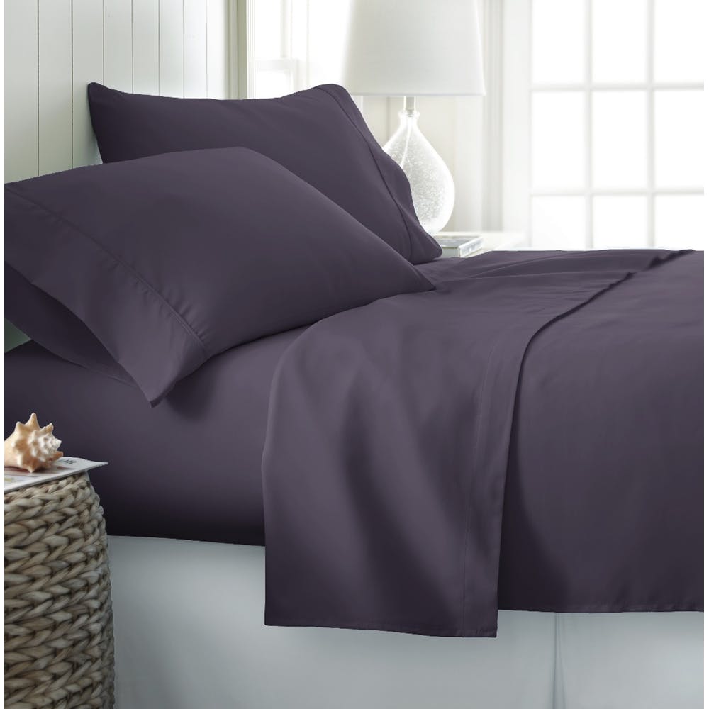 Microfiber Bed Sheet Sets - Purple Queen 4 Piece Double-Brushed, promotional household item with logo imprint 3