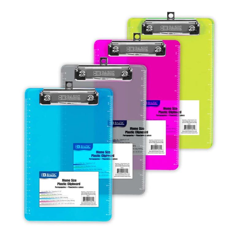 Plastic Clipboards - Memo Size Assorted 3