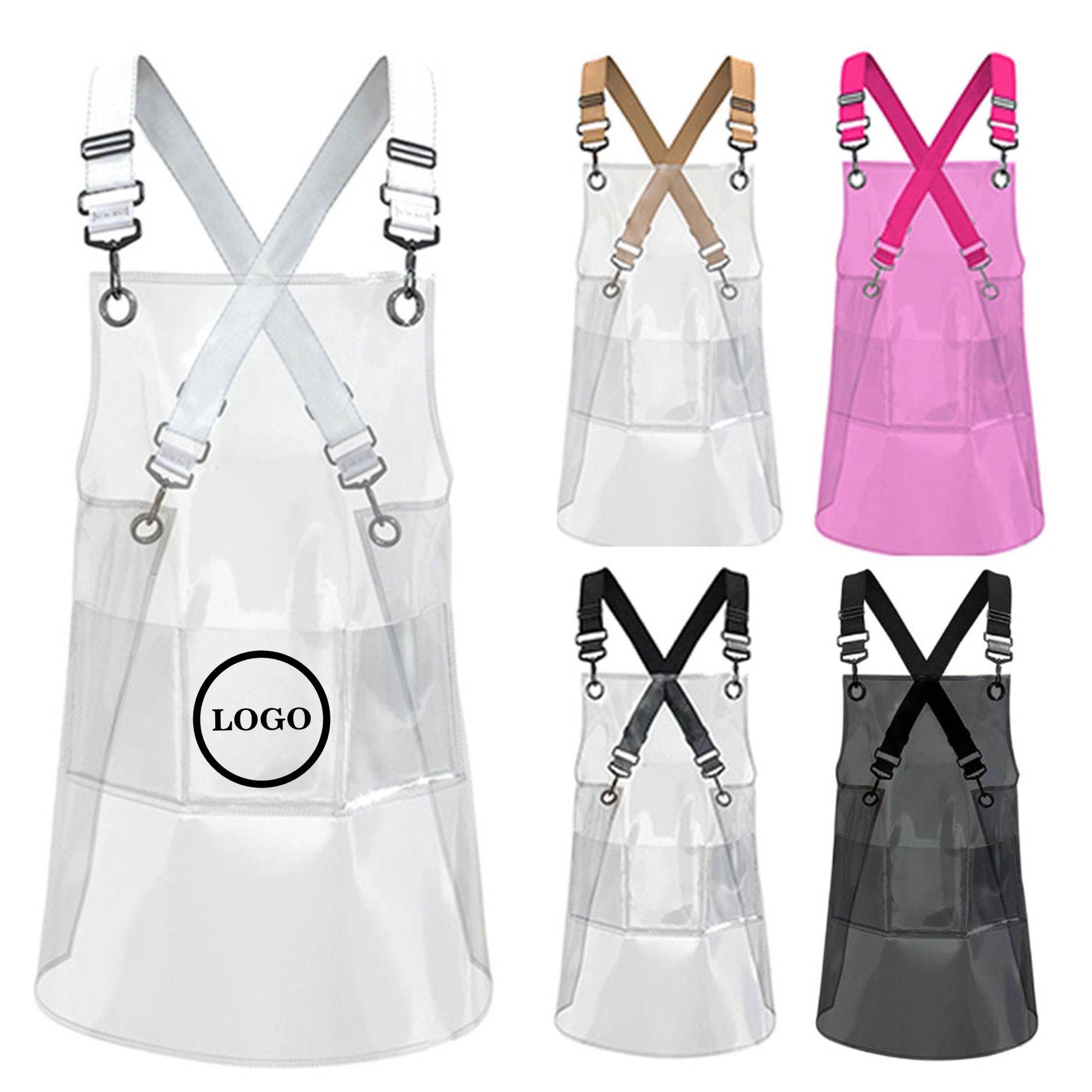 Adjustable Cross-back Salon Apron with 3 Pockets
