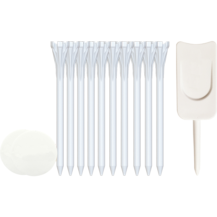 10 Flytee Tees 2-3/4", 2 Ball Markers, 1 Single Prong Plastic Divot Tool 4