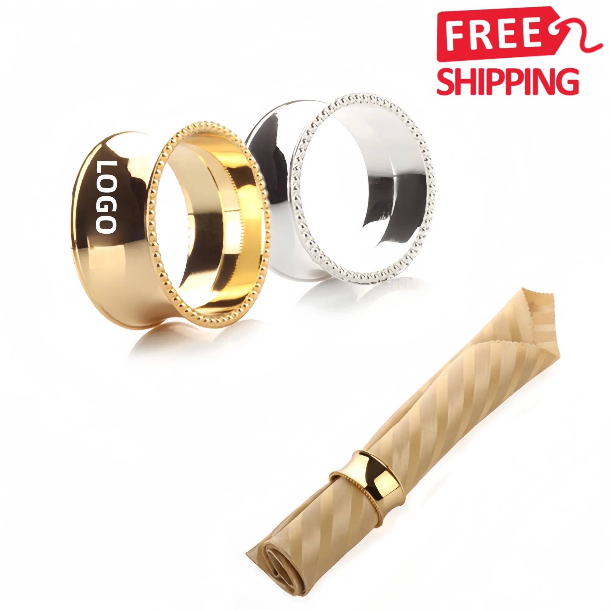 Metal Napkin Rings Table Decor Set 8