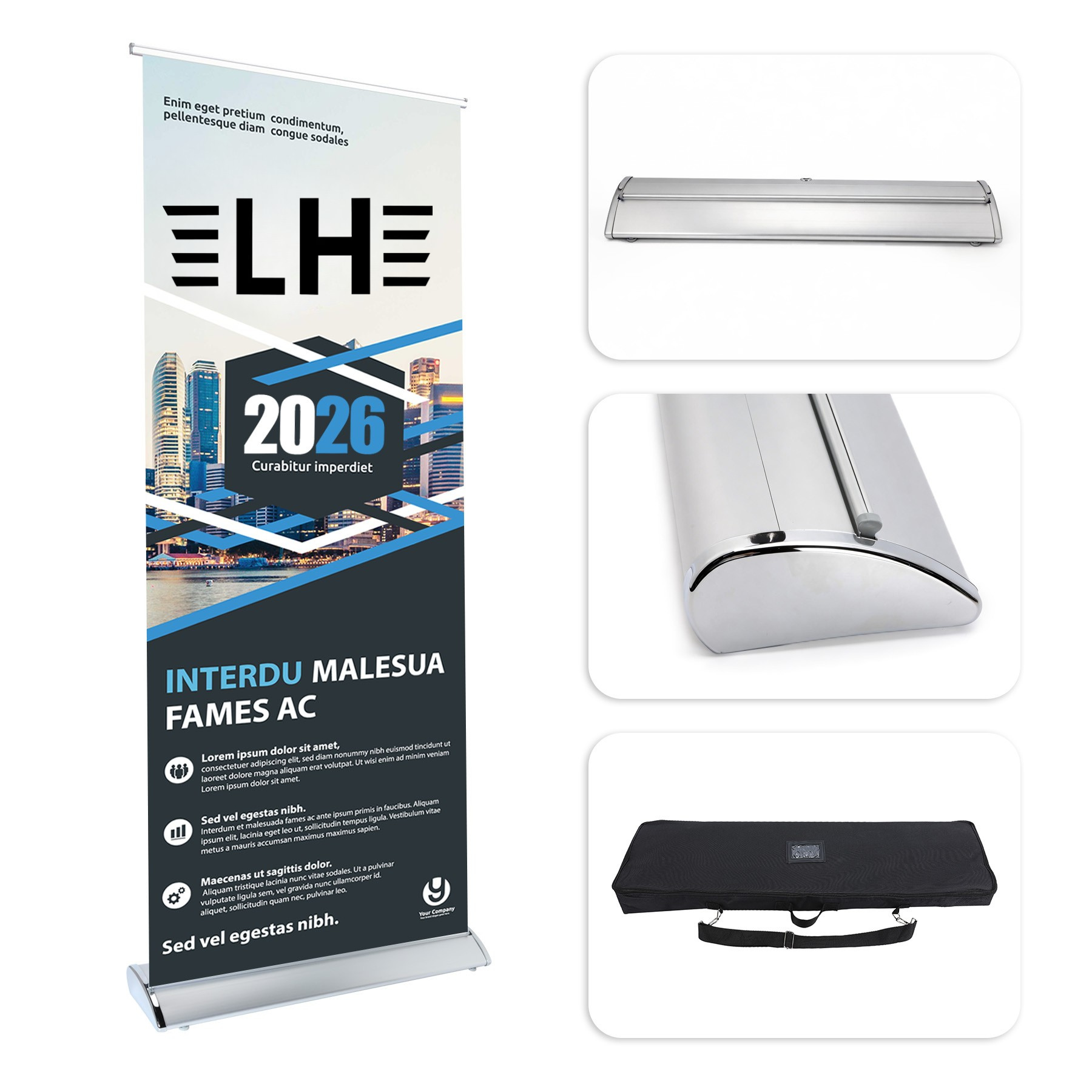 Deluxe Retractable Aluminum Banner Stand W/ Graphic 31.5" X 79"