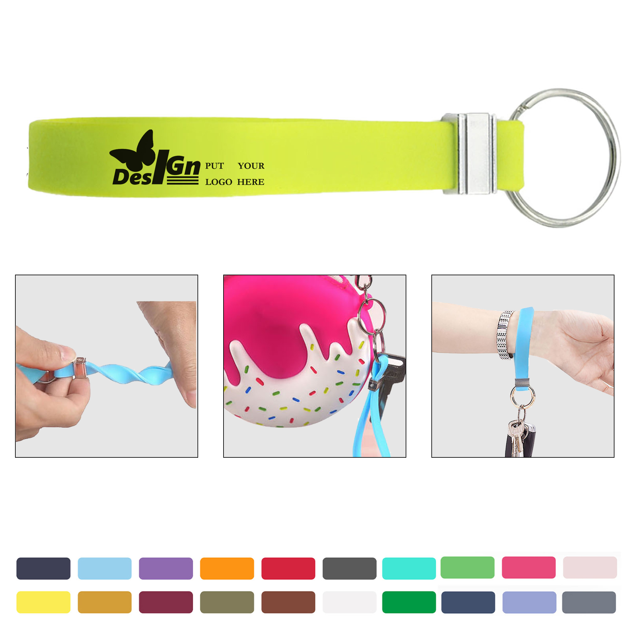 1/2" Sports Silicone Bracelet Keychain