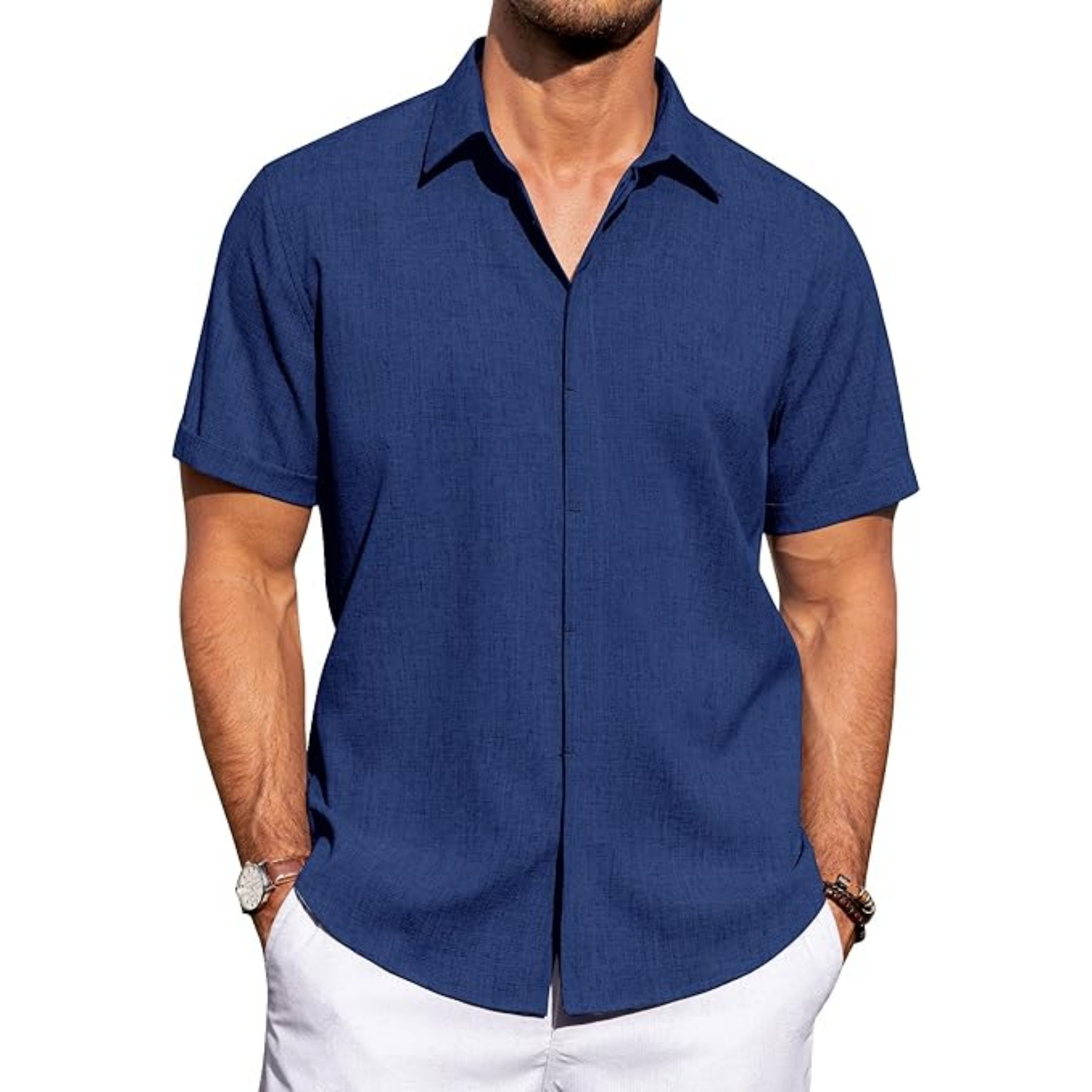 Men's Linen Casual Short Sleeve Shirt 59
