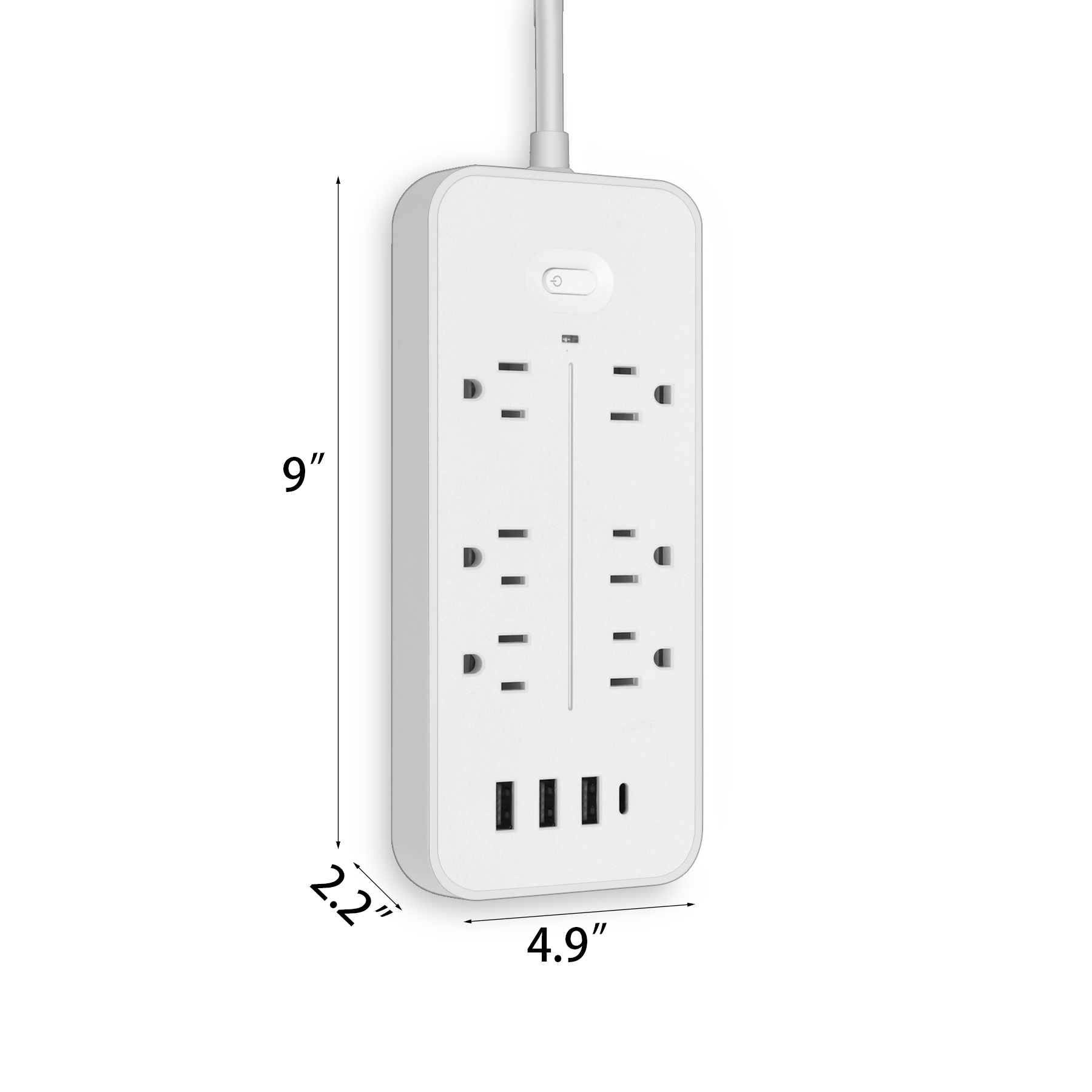 8 Outlets Flat Plug Wall Mounted Power Strip with 3 USB Port 7