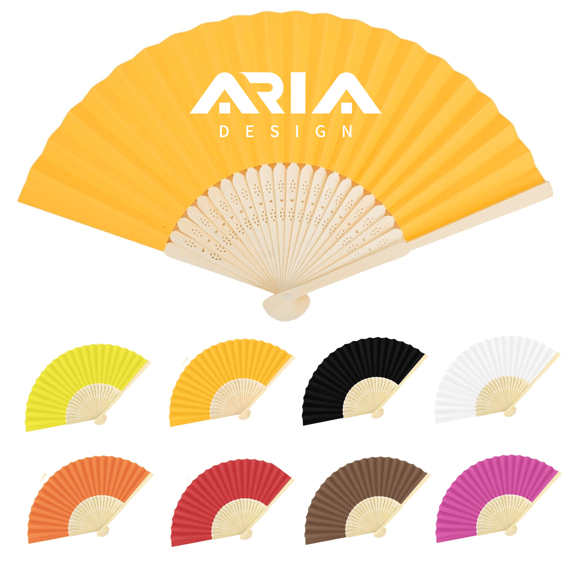 8'' Multicolor Paper Bamboo Handheld Folded Fan 5