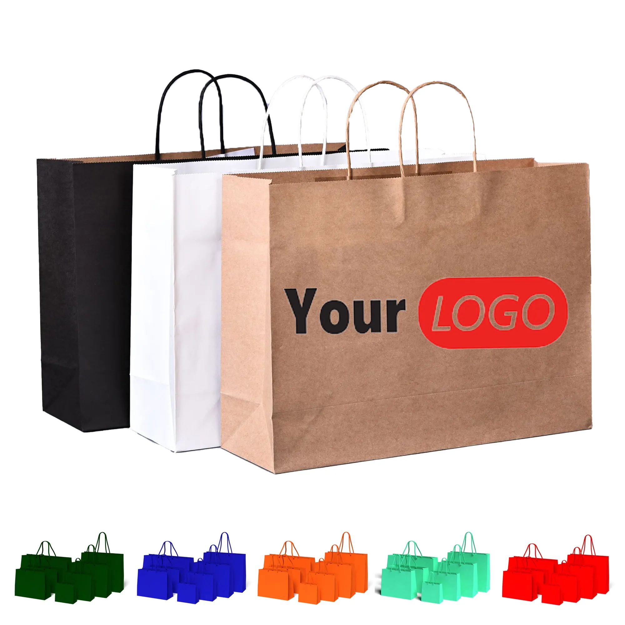 MOQ 20 PCS Kraft Shopping Gift Brown Paper Bag With Handle